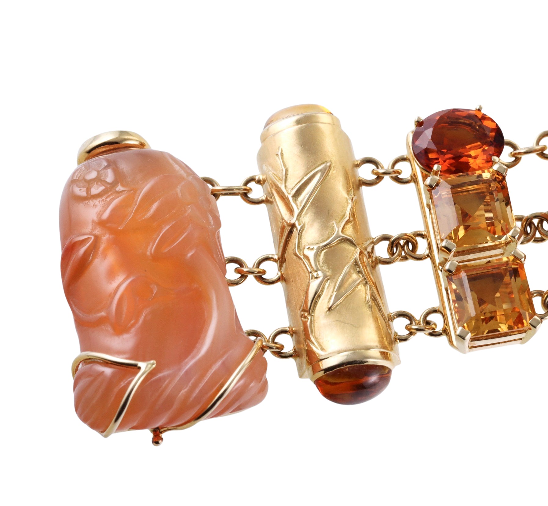 Seaman Schepps Snuff Bottle Citrine Carnelian Gold Bracelet