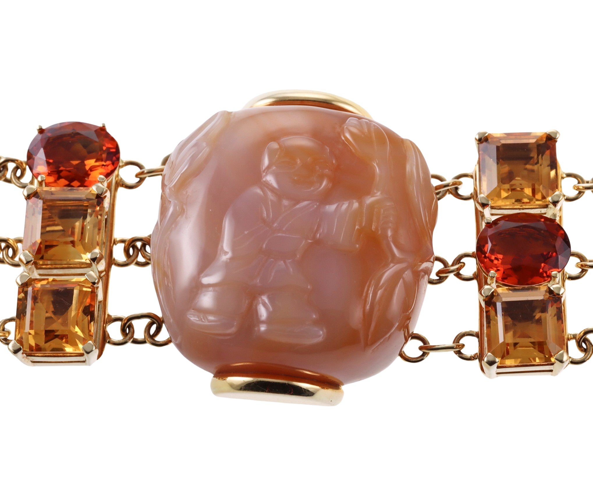 Seaman Schepps Snuff Bottle Citrine Carnelian Gold Bracelet