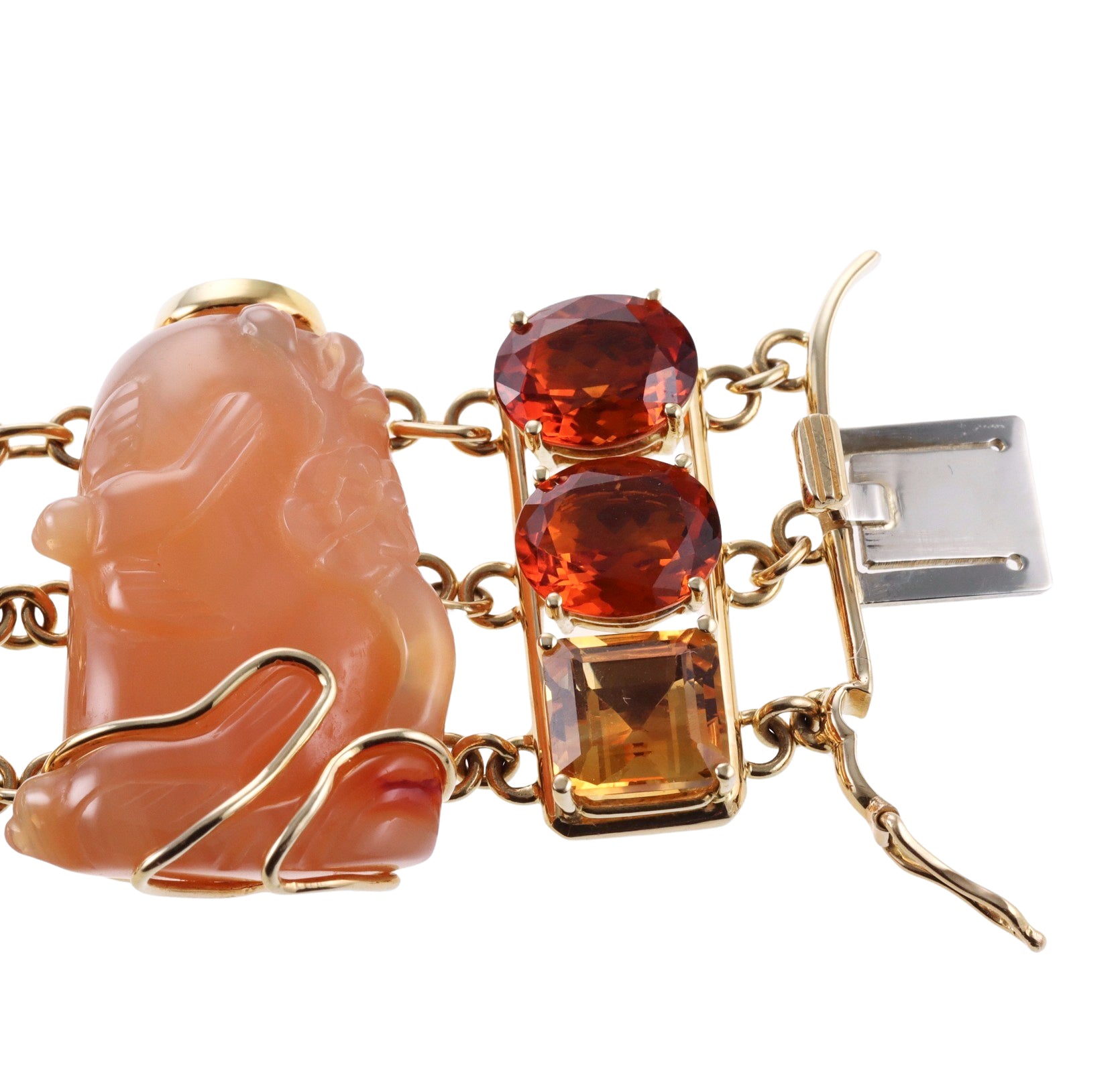 Seaman Schepps Snuff Bottle Citrine Carnelian Gold Bracelet