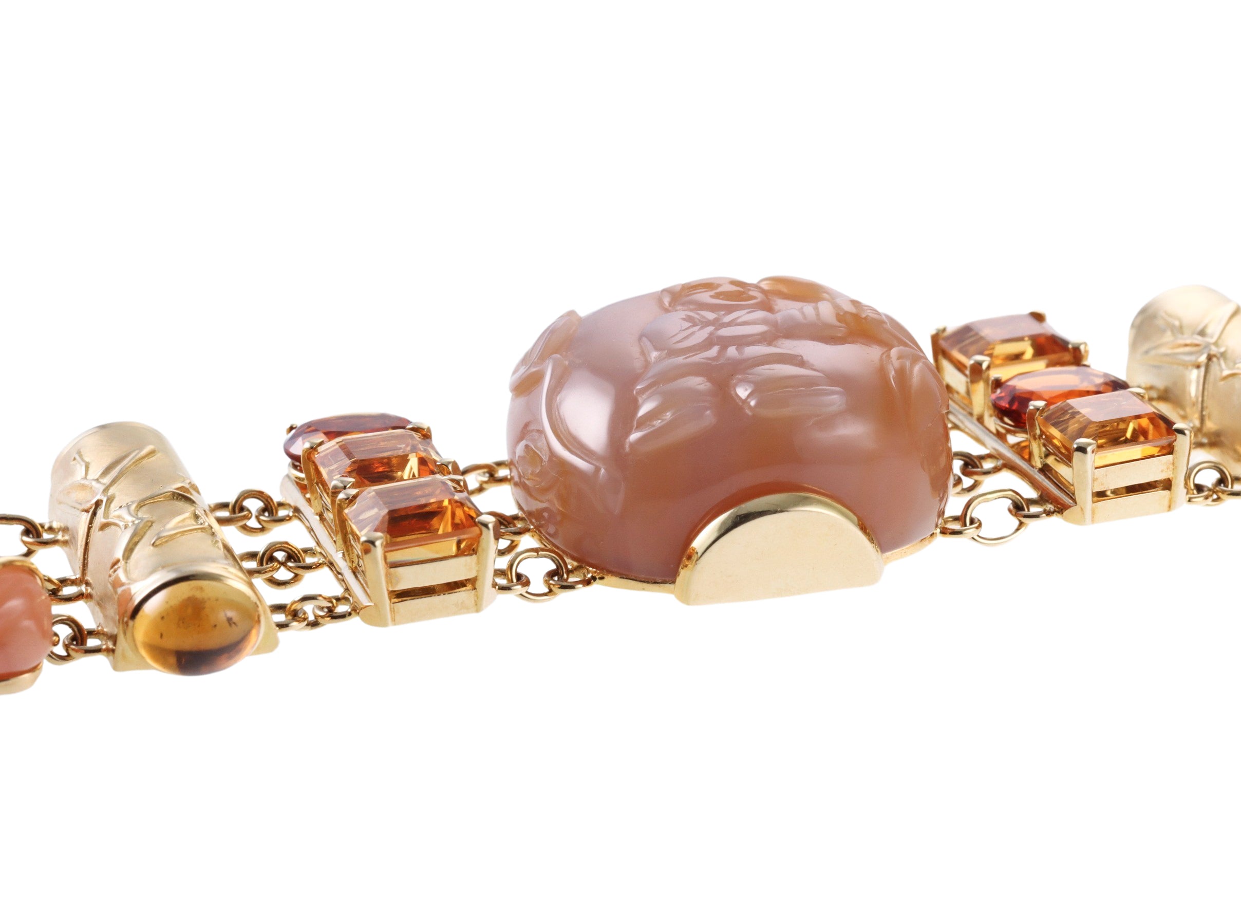 Seaman Schepps Snuff Bottle Citrine Carnelian Gold Bracelet