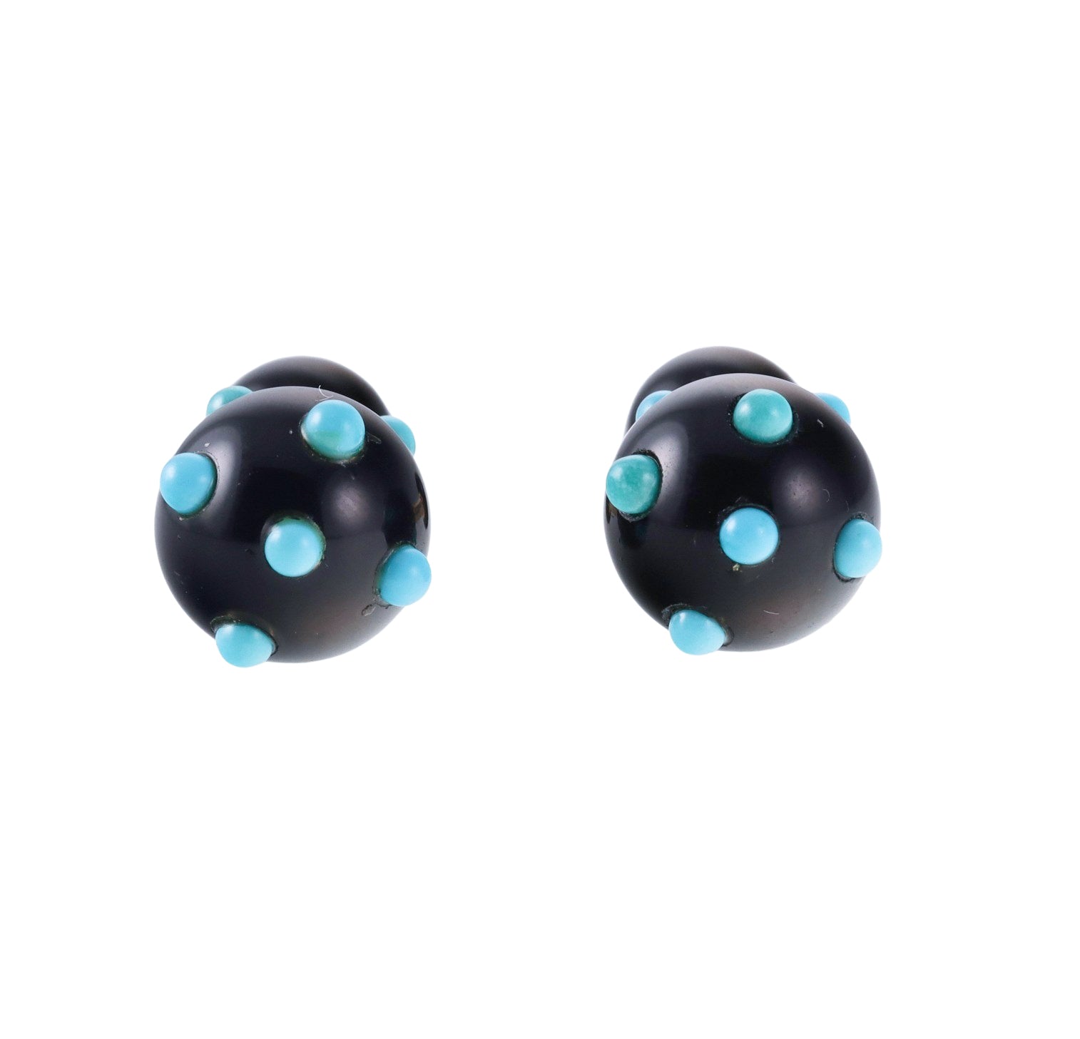 Tiffany & Co Schlumberger Onyx Turquoise Gold Dumbbell Cufflinks