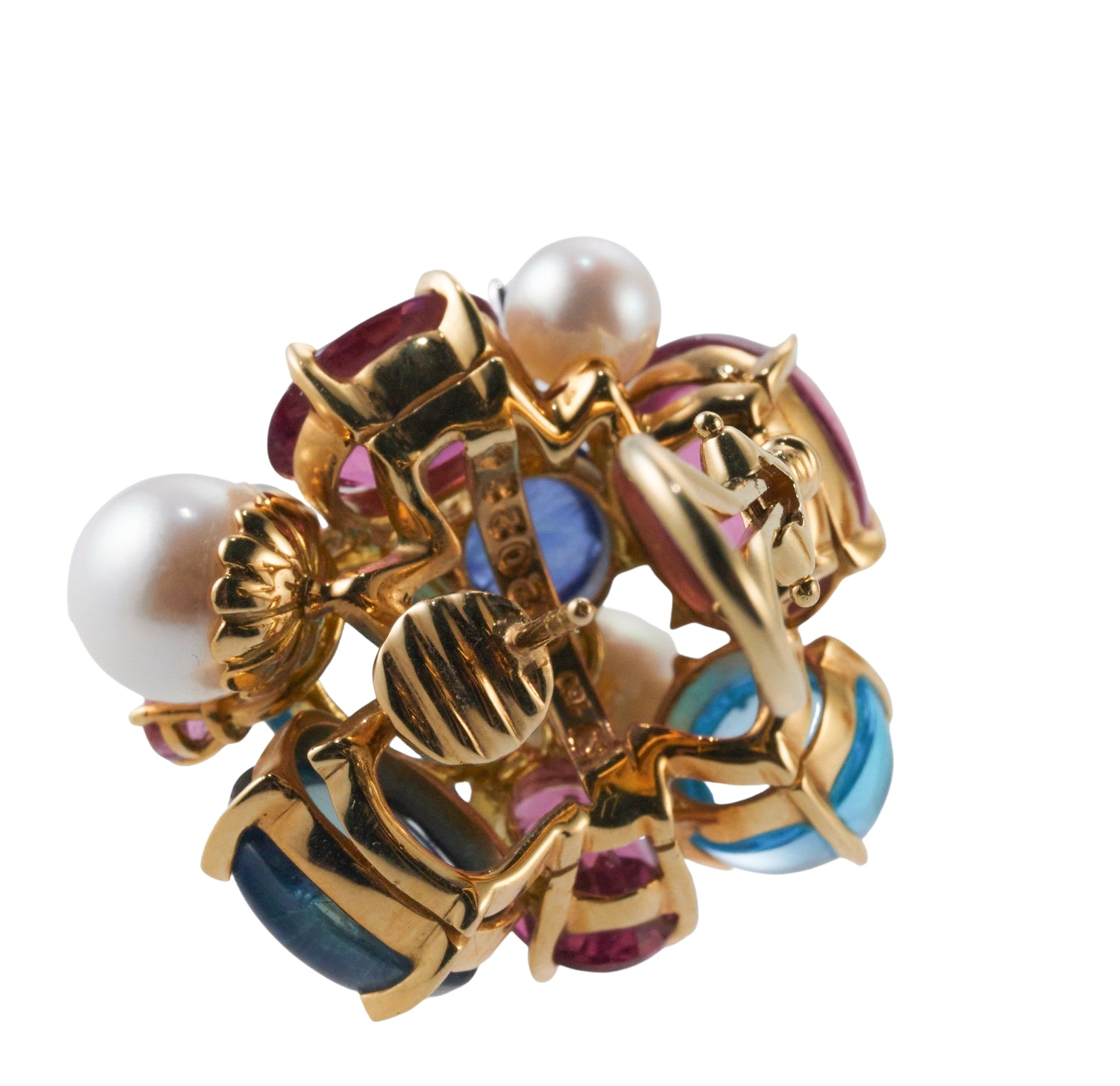 Seaman Schepps Bubble Diamond Pearl Tourmaline Sapphire Topaz Gold Earrings