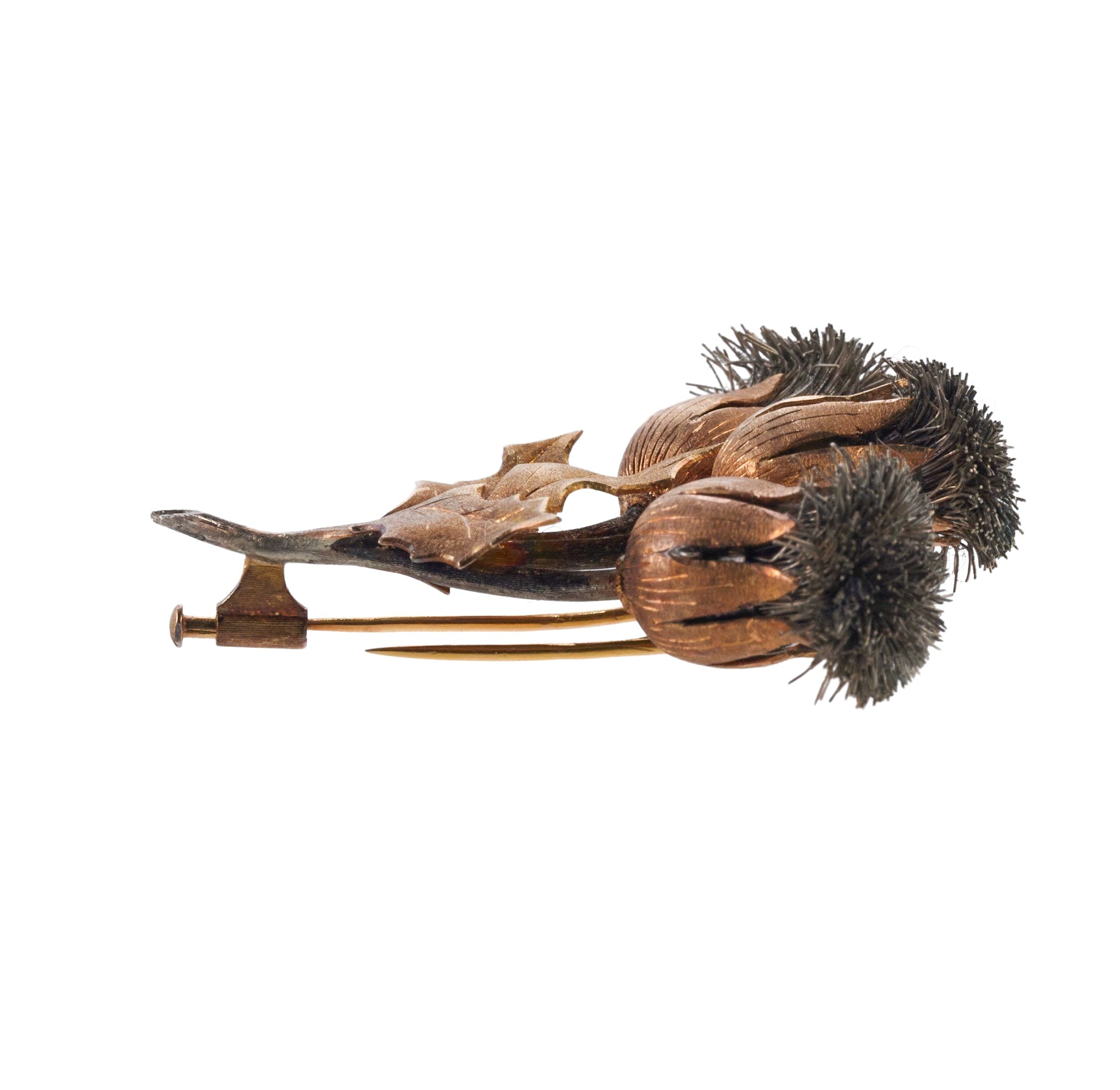 Buccellati Thistle Tri Color Gold Brooch