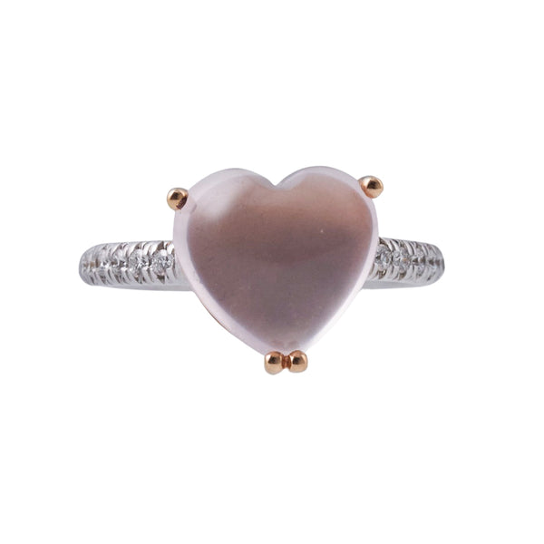 Mimi Milano Juliet Rose Quartz Diamond Gold Heart Ring