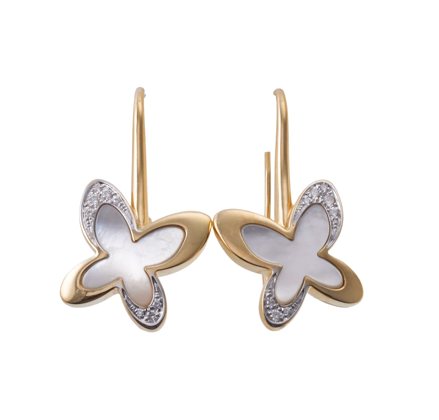 Mimi Milano Freevola Diamond Mother of Pearl Gold Butterfly Earrings