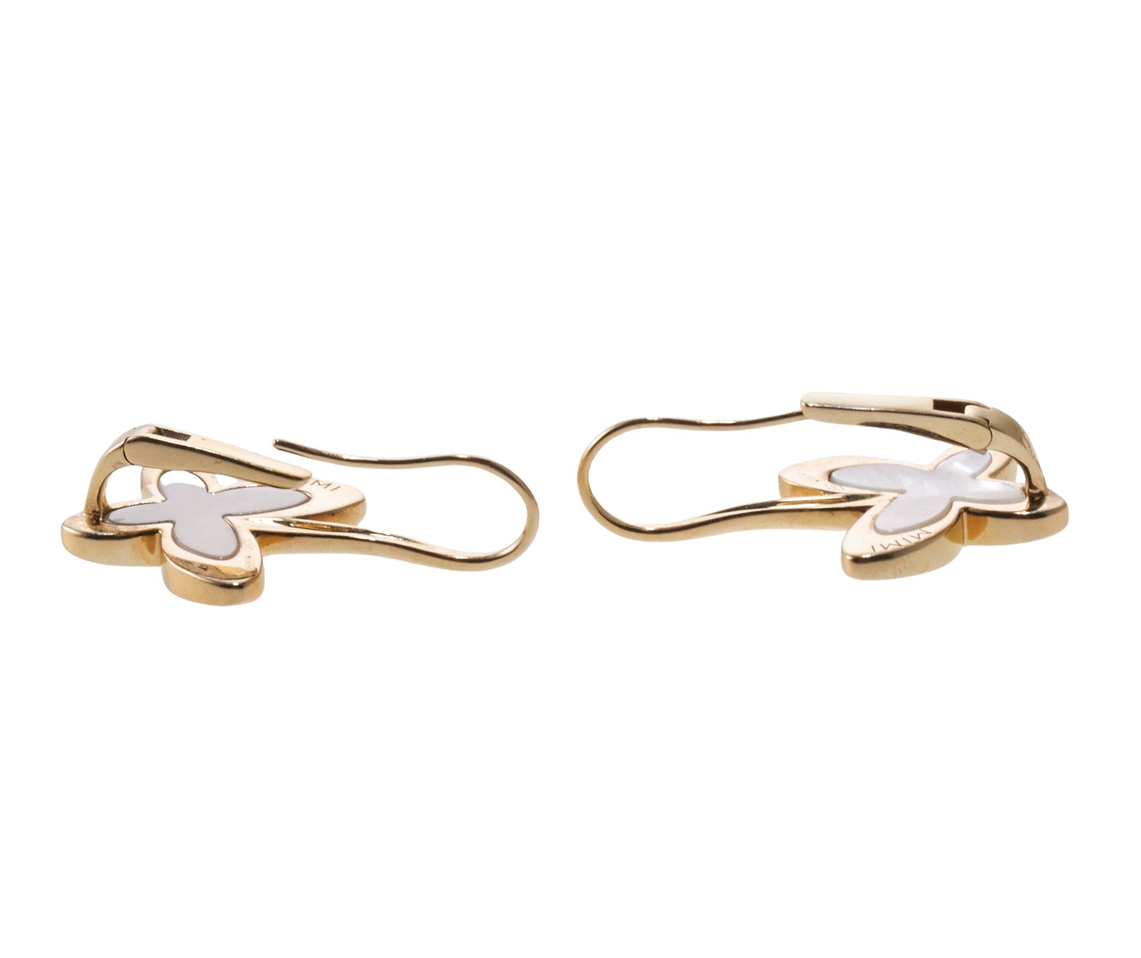 Mimi Milano Freevola Diamond Mother of Pearl Gold Butterfly Earrings