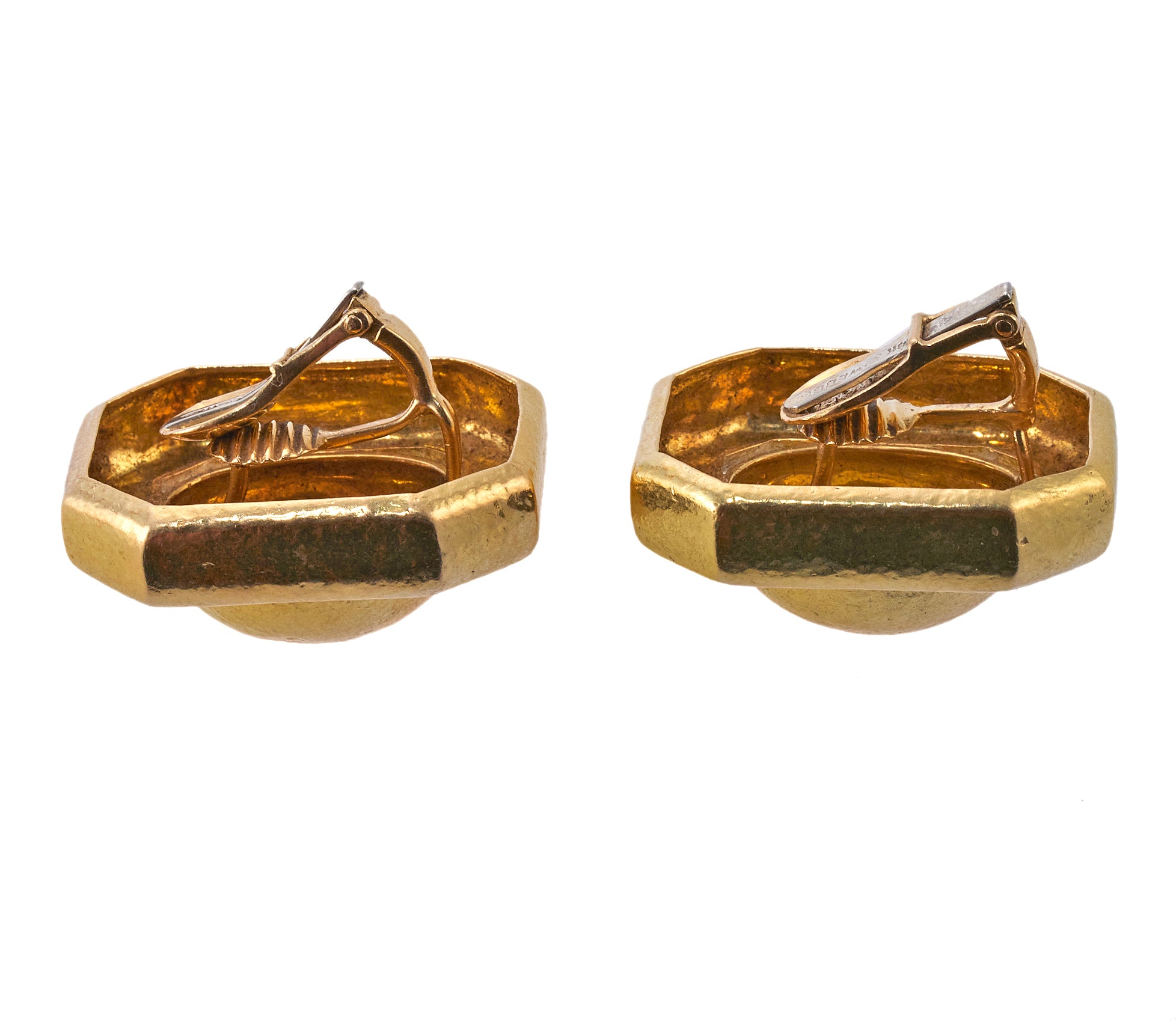 Large David Webb Hammered Gold Earrings