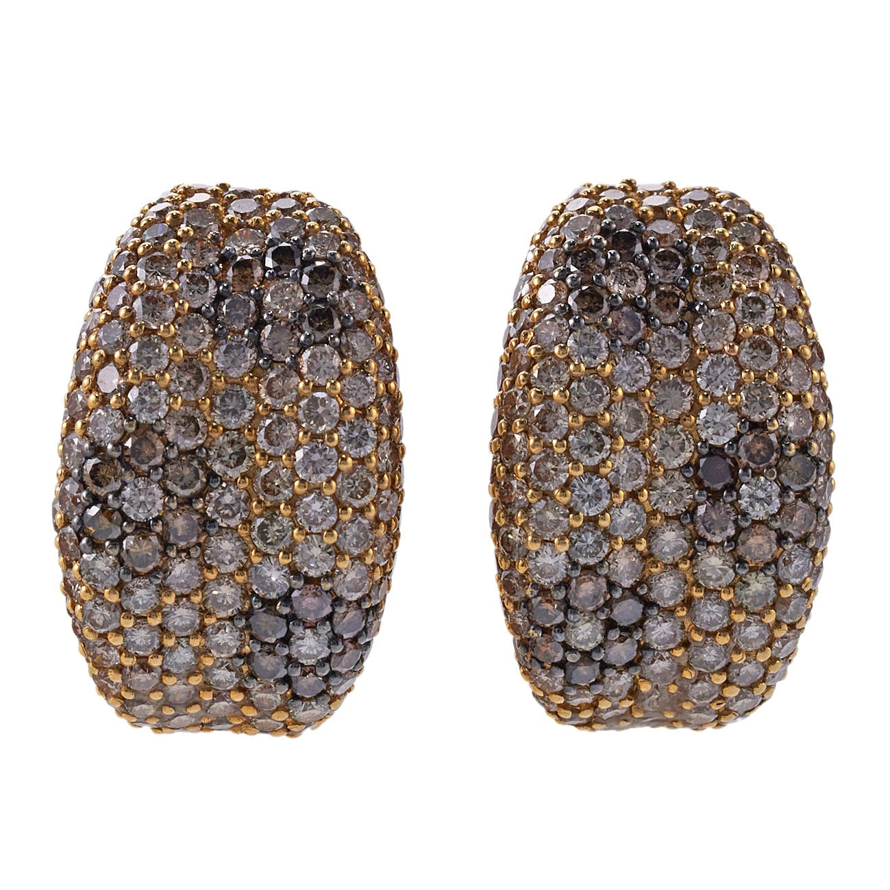 Roberto Coin Fantasia Fancy Diamond Flower Gold Earrings