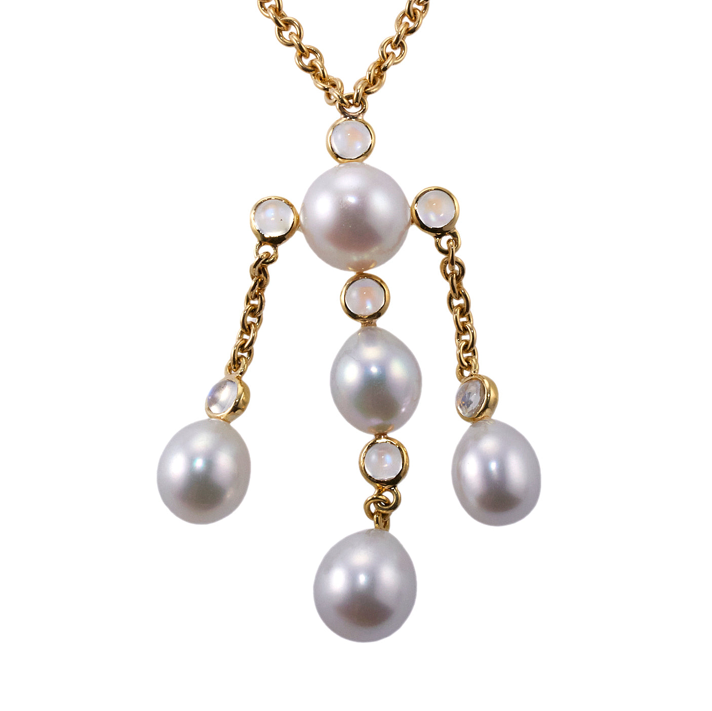 Assael South Sea Pearl Gold Moonstone Drop Pendant Necklace