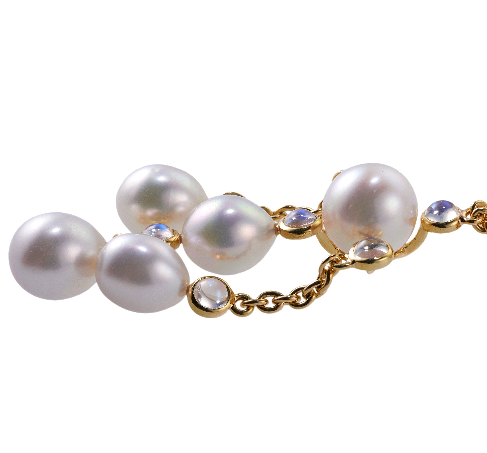 Assael South Sea Pearl Gold Moonstone Drop Pendant Necklace