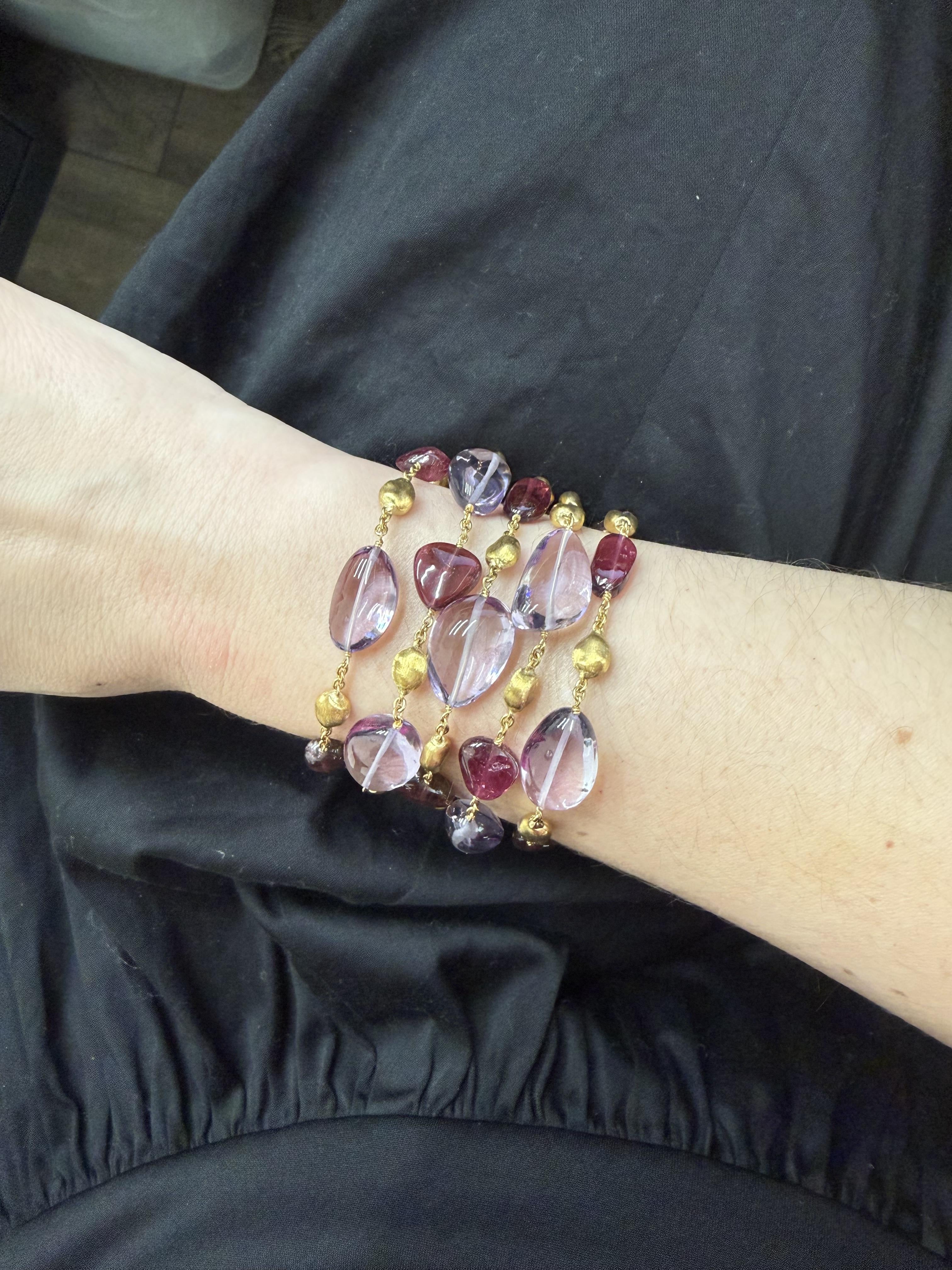Marco Bicego Confetti Gemme Rhodolite Amethyst Gold Bracelet