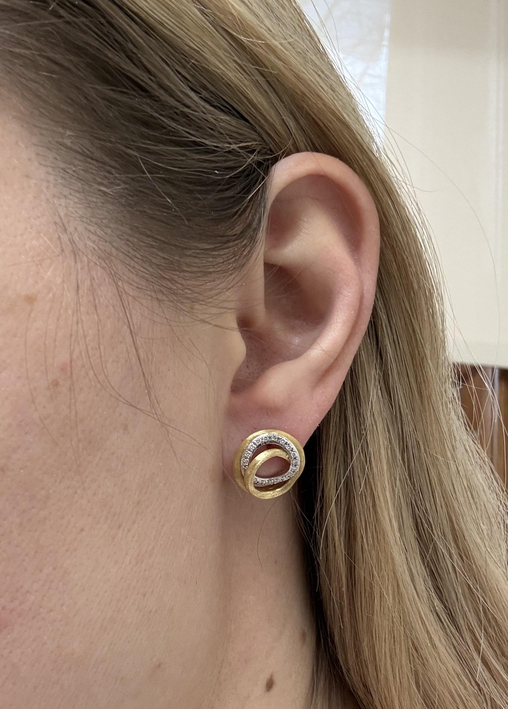 Marco Bicego Jaipur Link Diamond Gold Stud Earrings