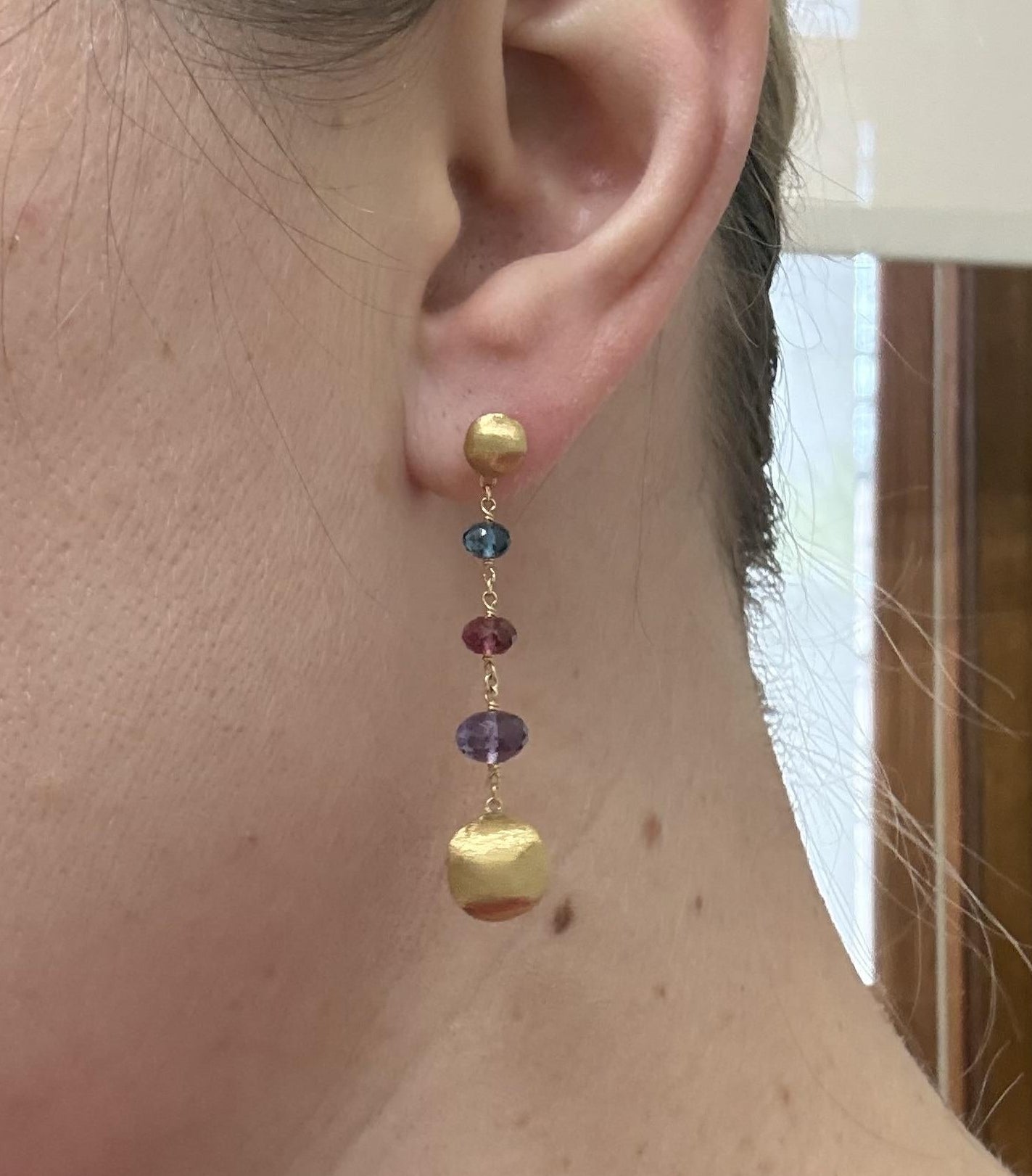 Marco Bicego Africa Gemstone Gold Drop Earrings