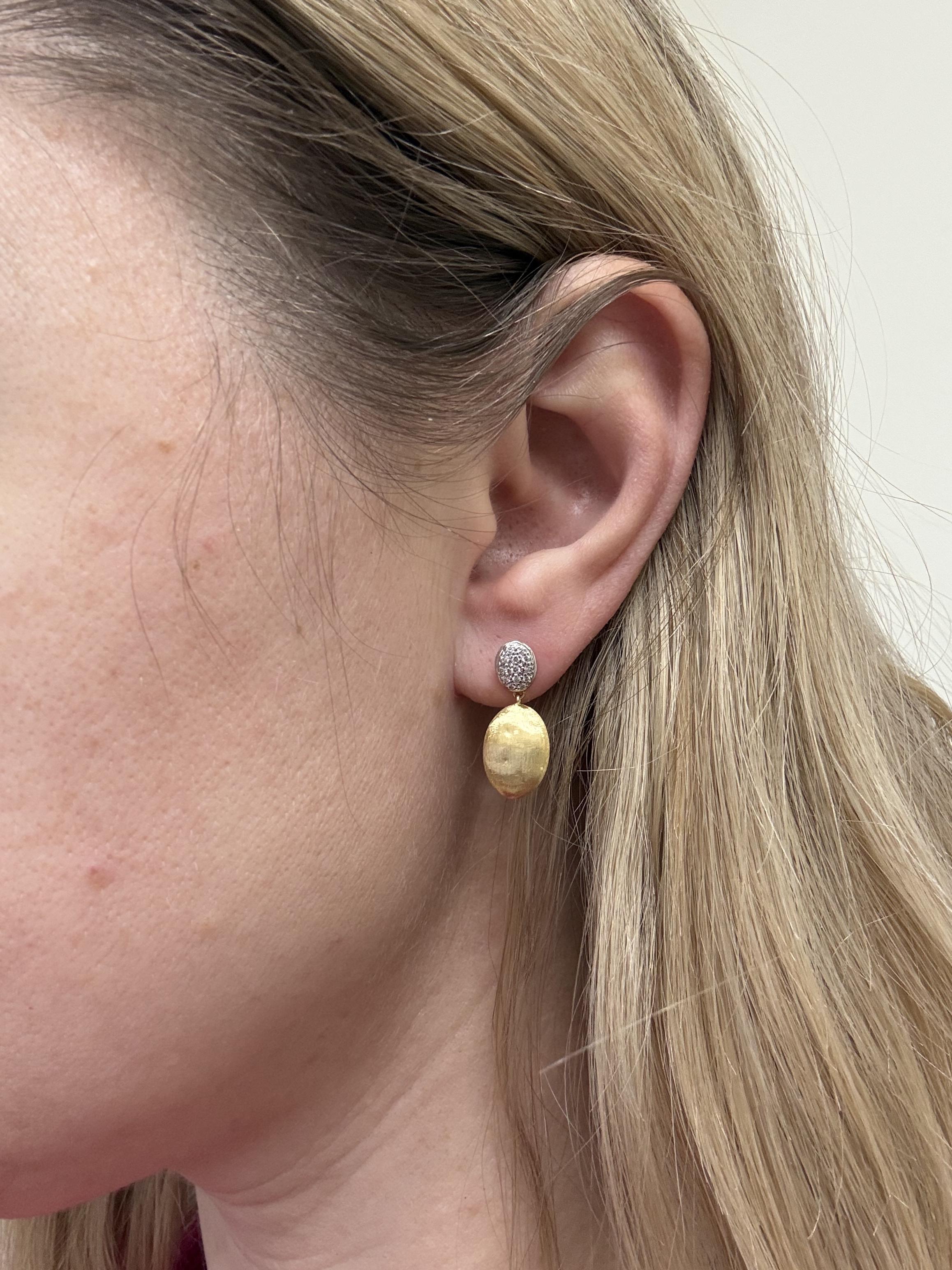 Marco Bicego Siviglia Diamond Gold Medium Drop Earrings