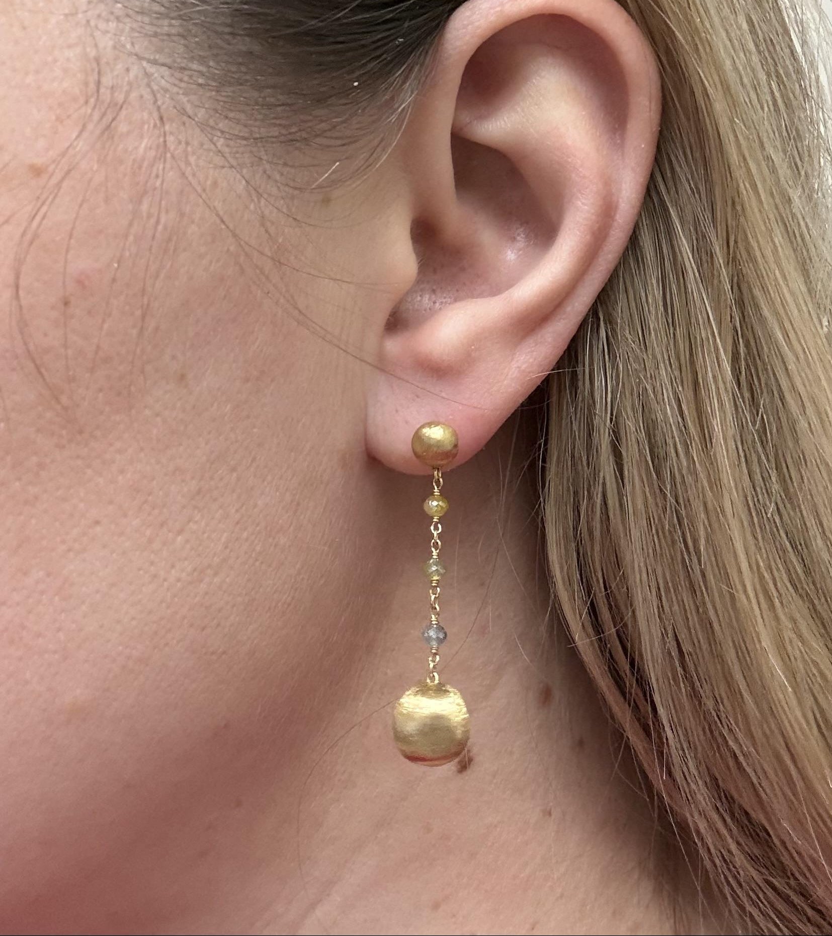 Marco Bicego Africa Rough Diamond Gold Drop Earrings