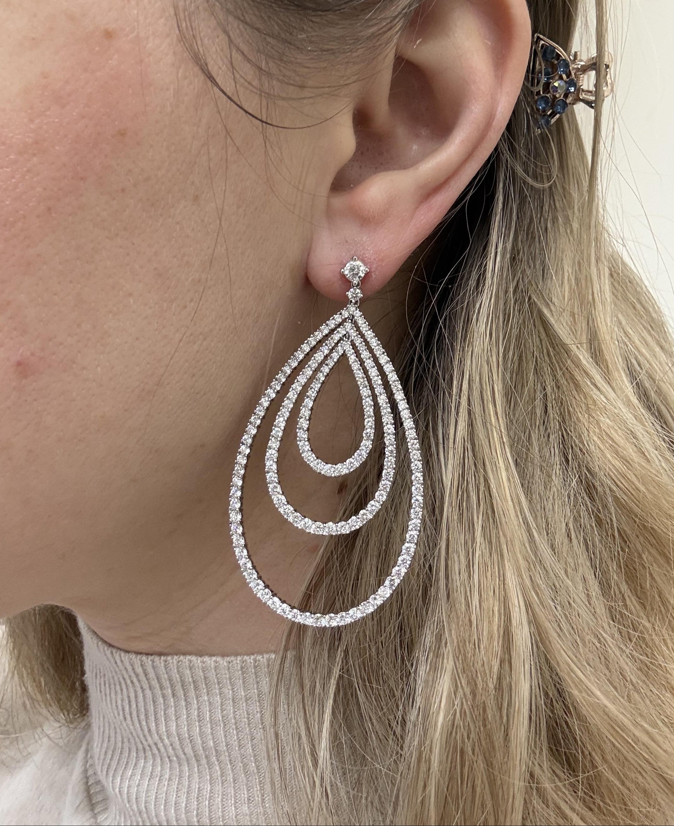 8.00 Carat Diamond Gold Teardrop Earrings