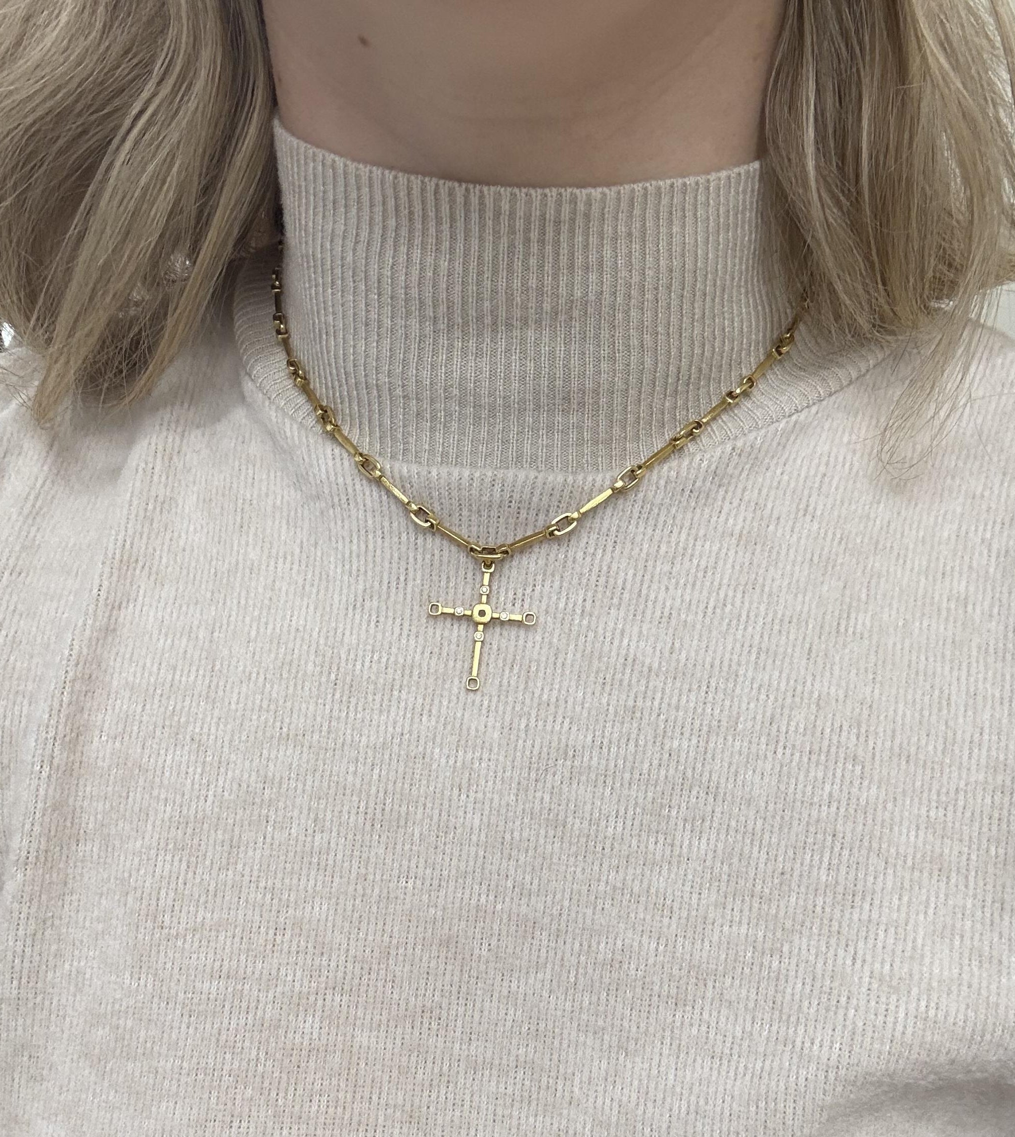 Alex Sepkus Gold Diamond Cross Pendant Necklace