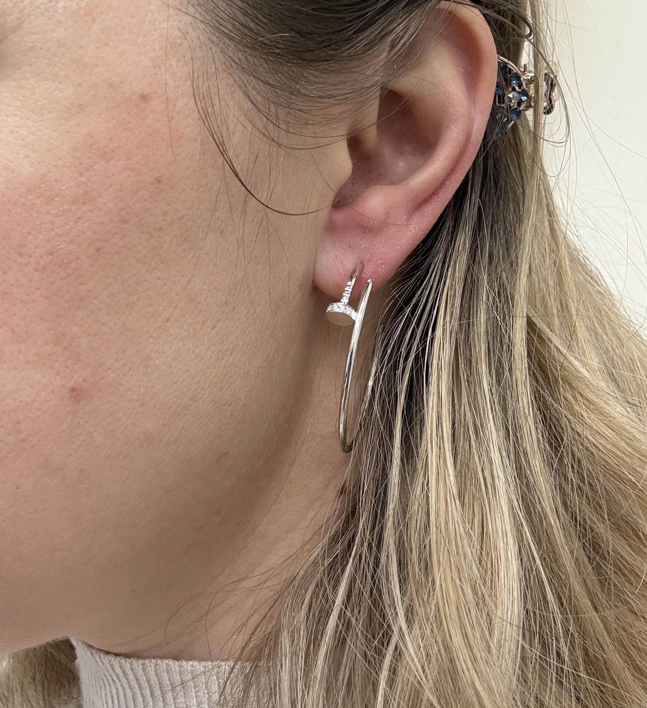 Cartier Juste Un Clou Gold Diamond Nail Hoop Earrings Large