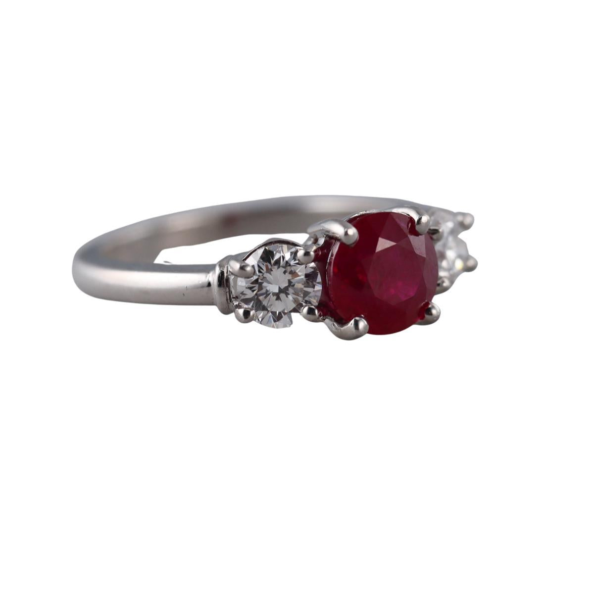 Platinum Diamond Ruby Engagement Ring