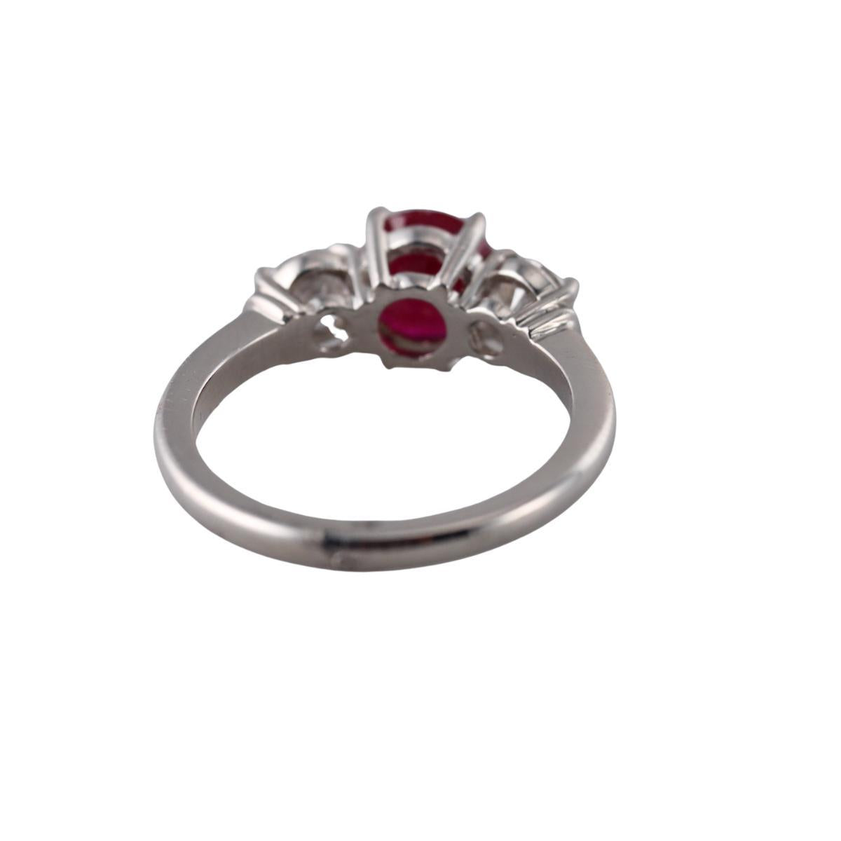Platinum Diamond Ruby Engagement Ring