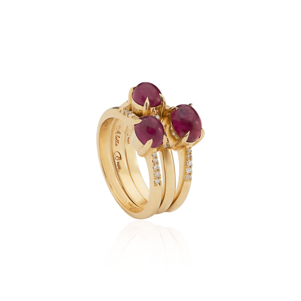 Aletto Brothers Gold Ruby Diamond Rosso Rubino Stackable Rings