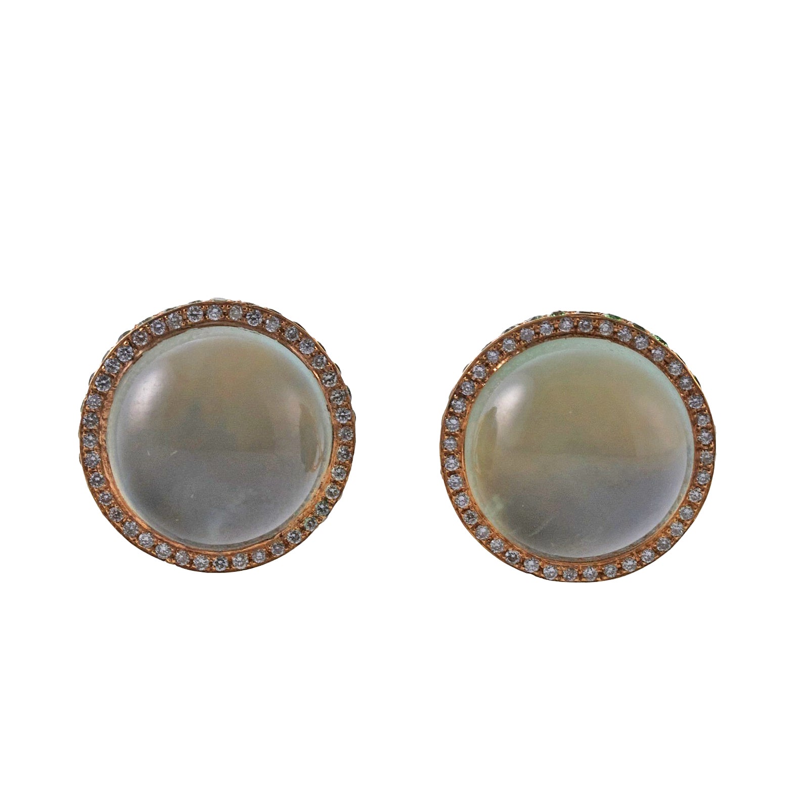 Modern Gold Diamond Prasiolite Tsavorite Earrings