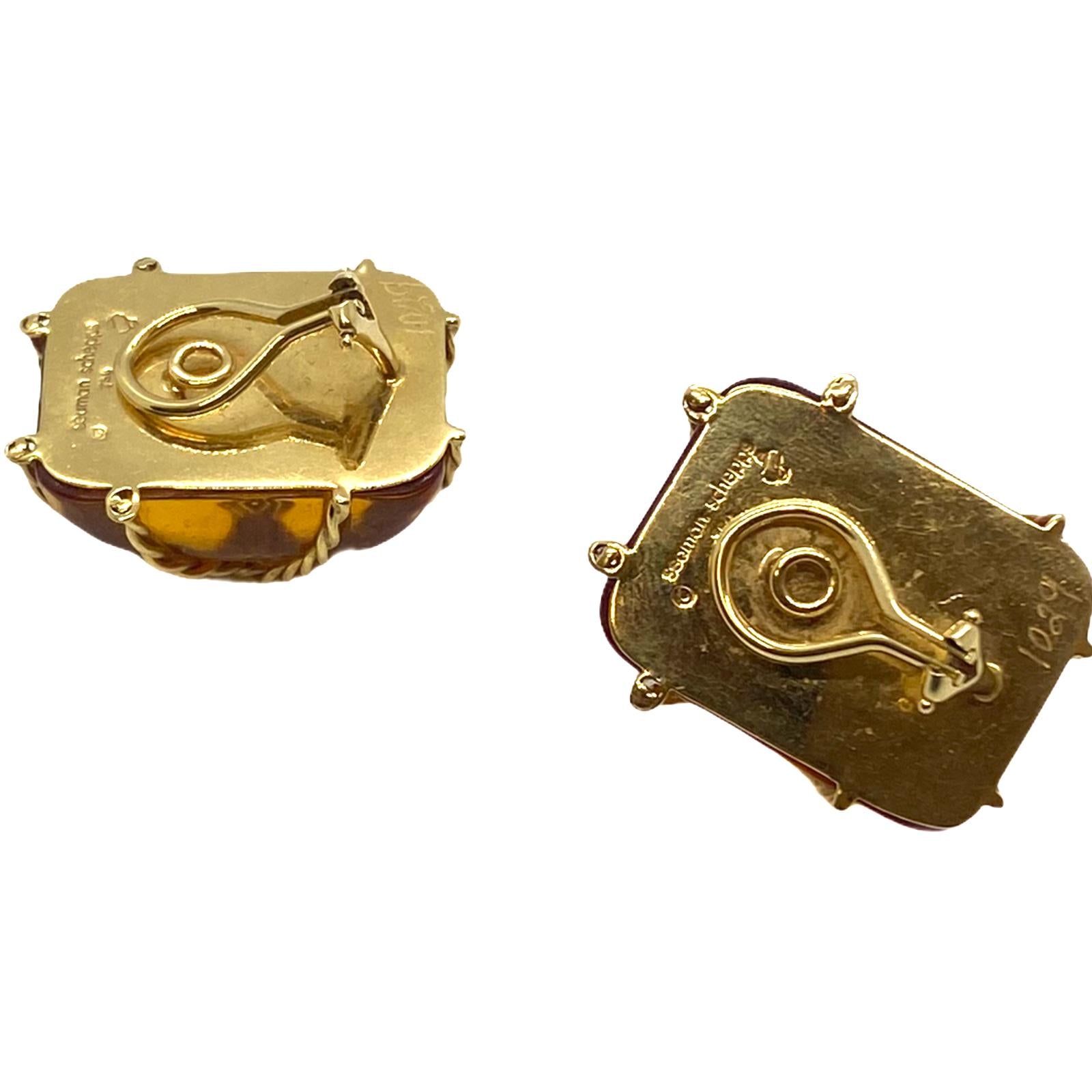 Seaman Schepps Cage Amber Gold Earrings