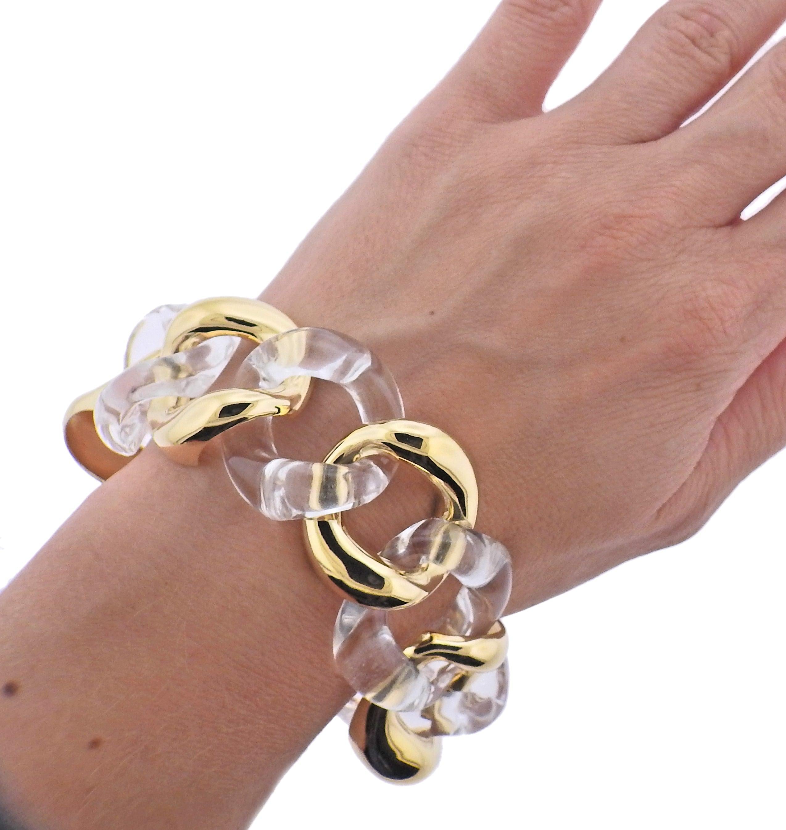 Seaman Schepps Crystal Gold Large Link Bracelet