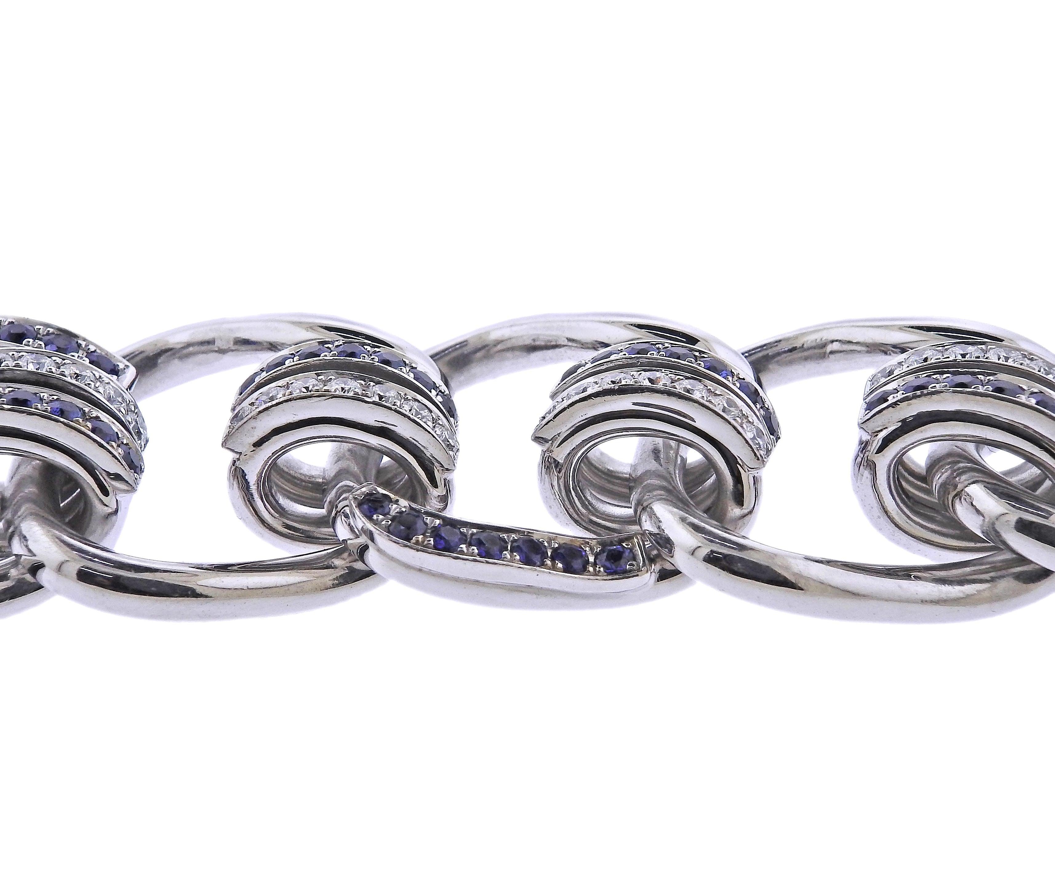 Seaman Schepps Mousetrap Sapphire Diamond Gold Bracelet