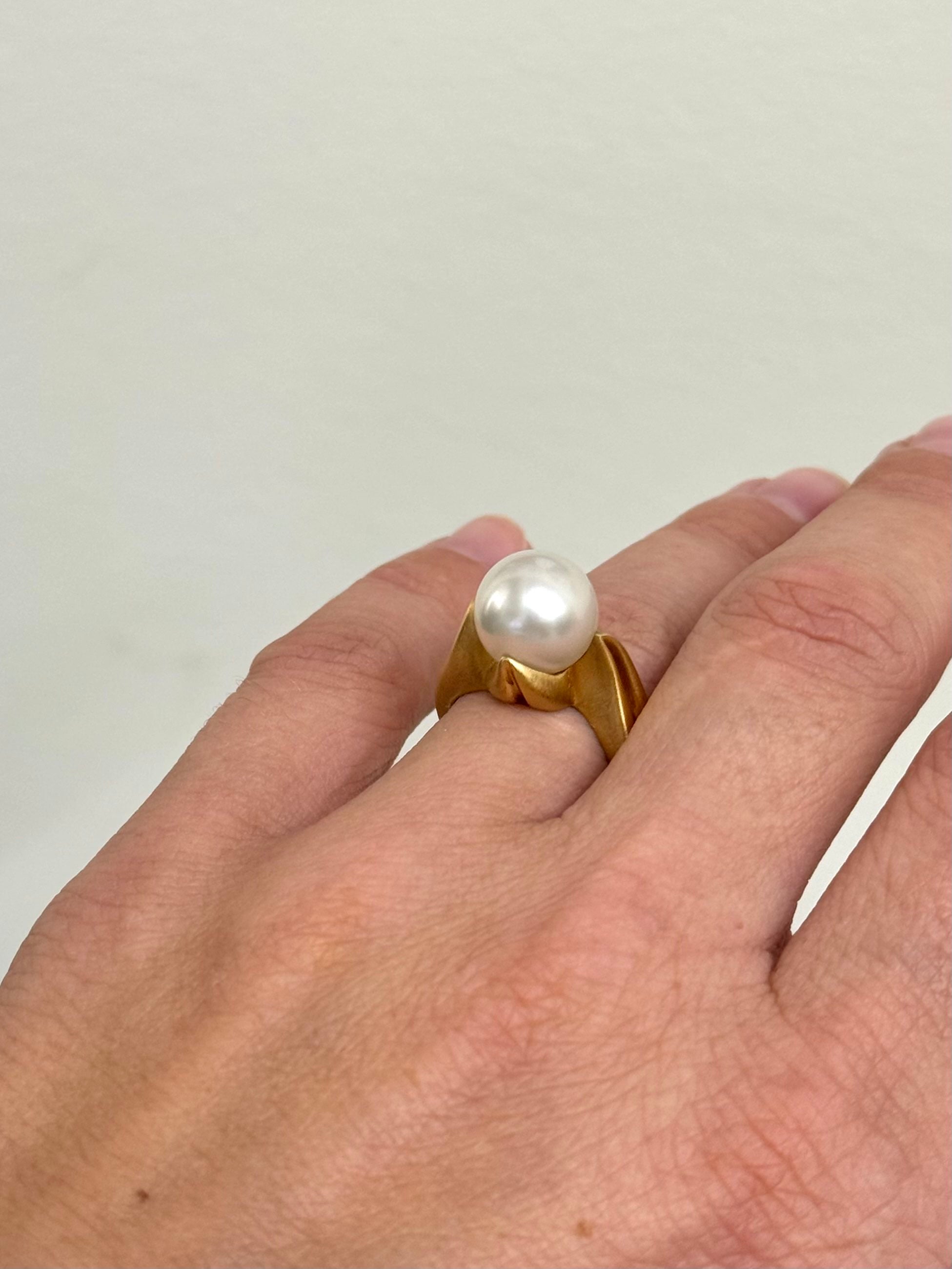 Assael Angela Cummings Flower Bud South Sea Pearl Gold Ring