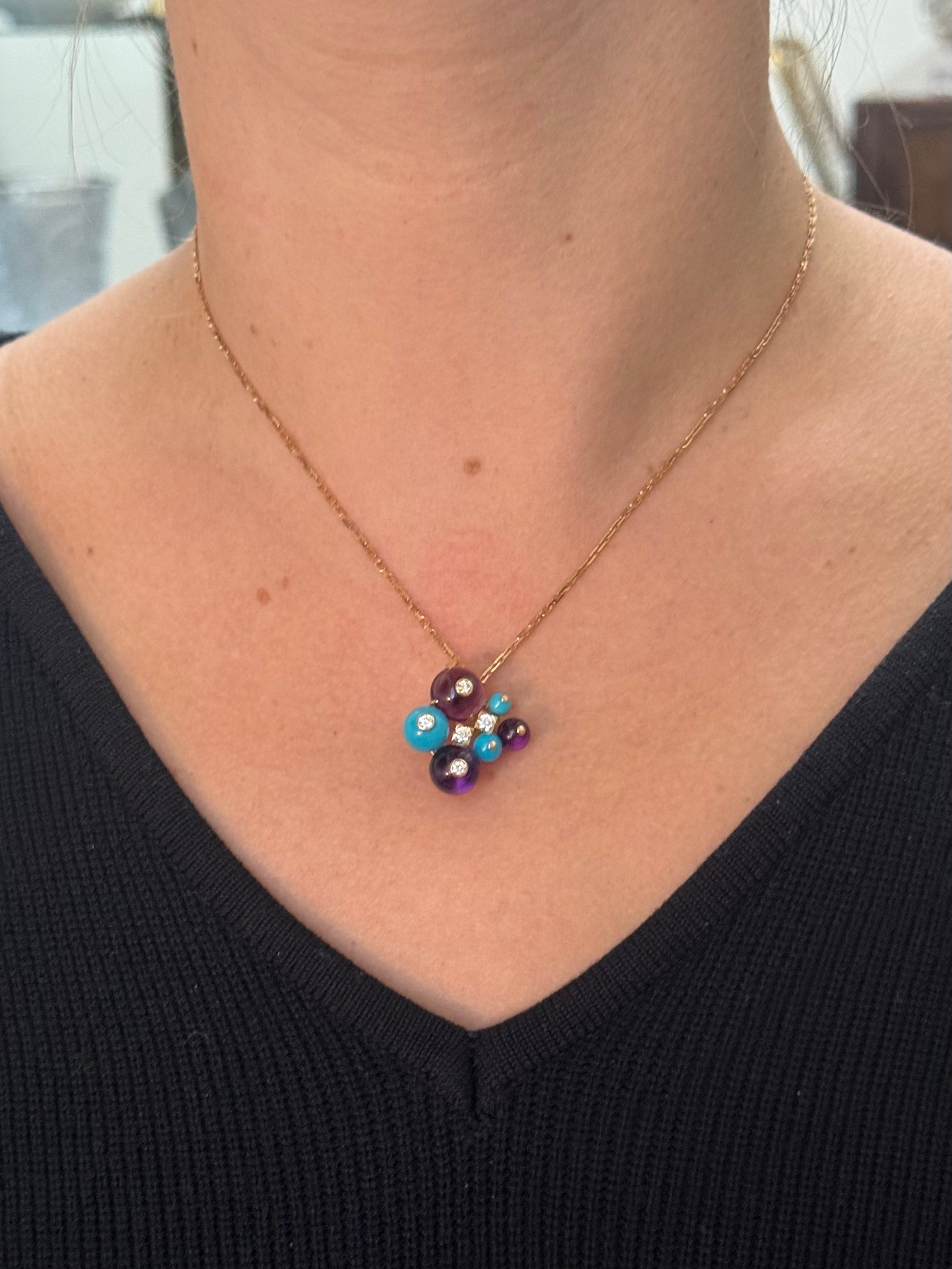 Cartier Delices de Goa Amethyst Turquoise Diamond Rose Gold Necklace