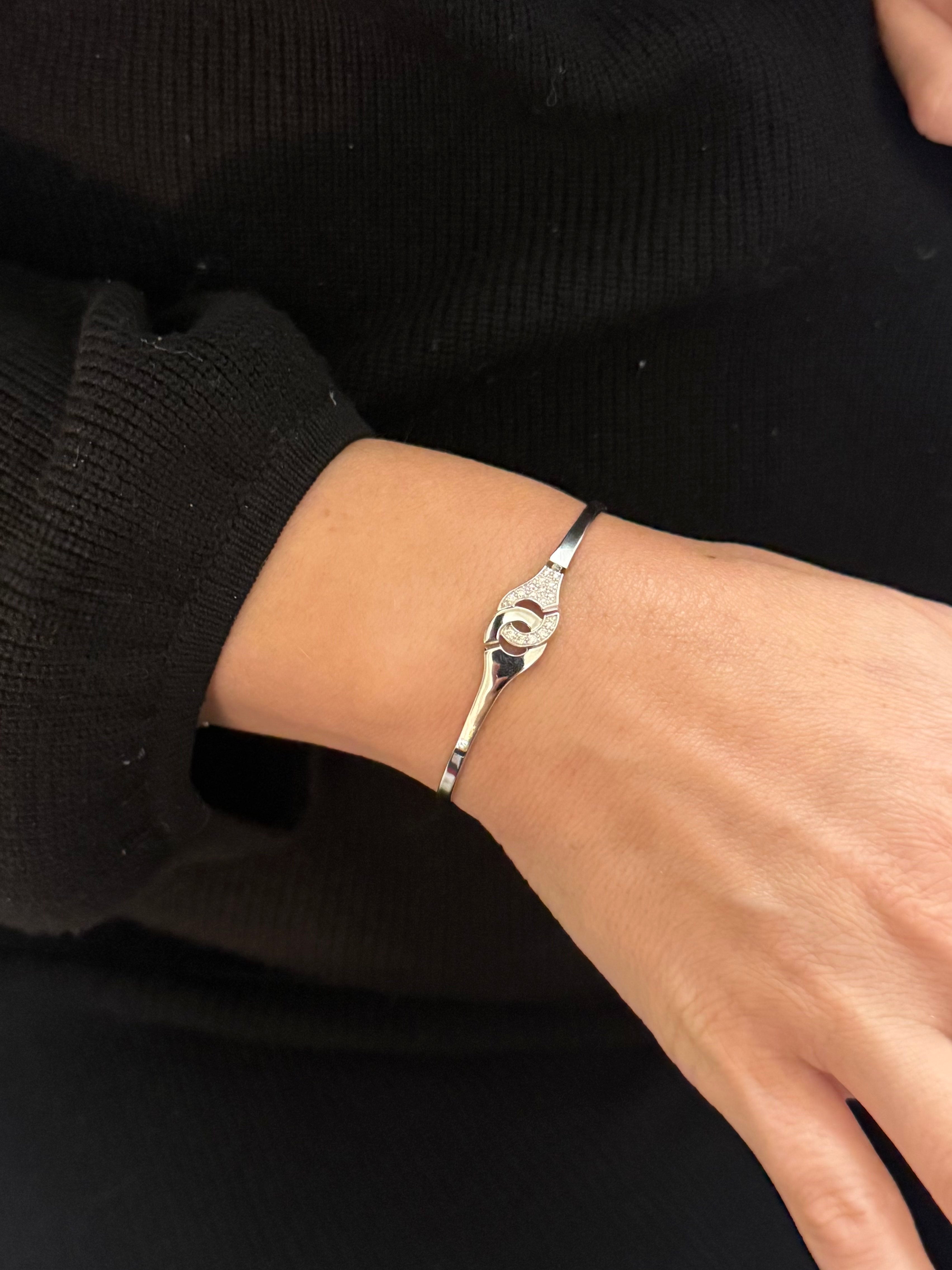 Dinh Van Menottes R10 White Gold Diamond Bangle Bracelet