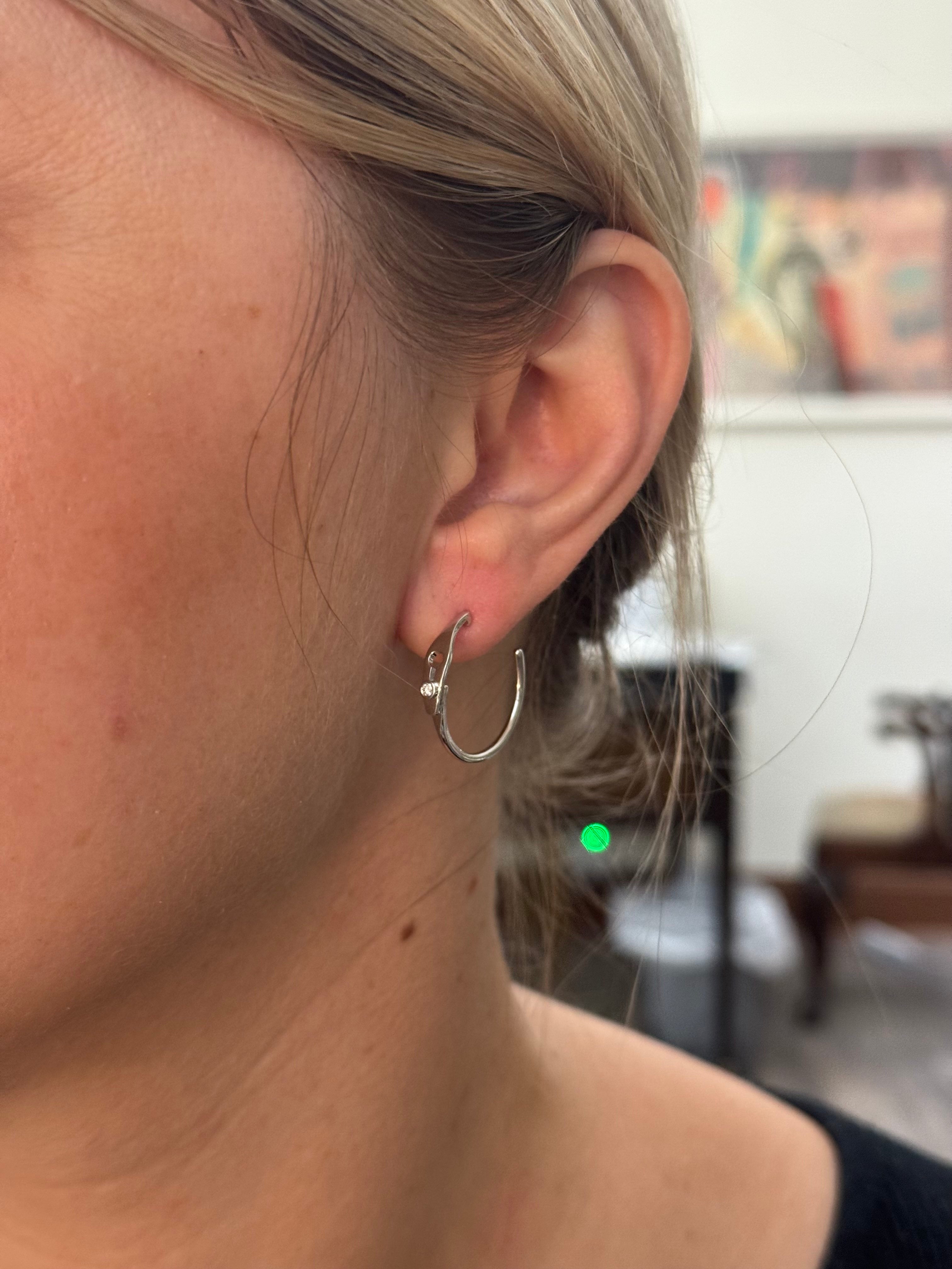 Dinh Van Serrure White Gold Diamond Hoop Earrings