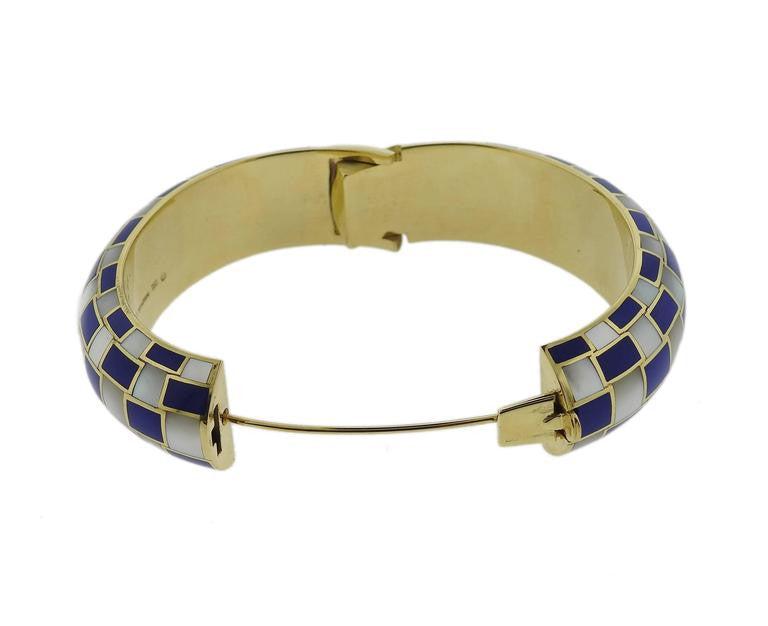 Tiffany & Co. Gold Blue Coral Mother of Pearl Bangle Bracelet