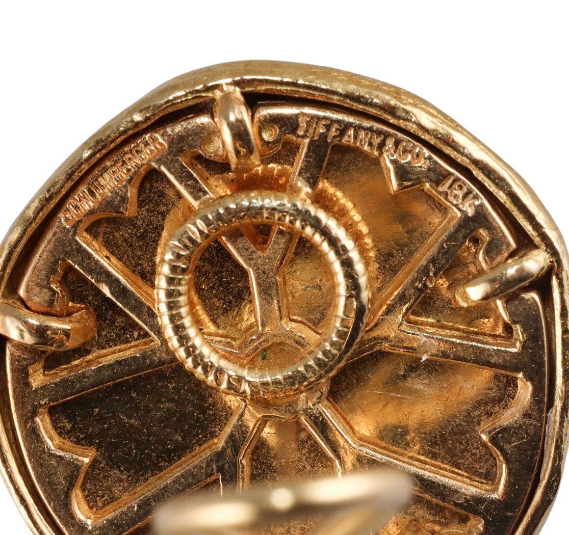 Tiffany & Co Schlumberger Gold Green Enamel Earrings