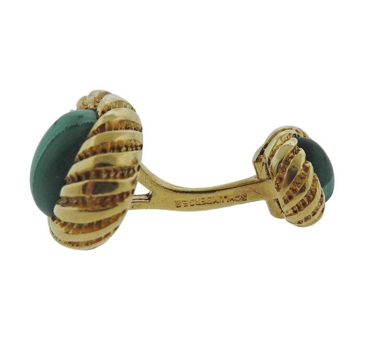 Tiffany & Co. Schlumberger Malachite Gold Cufflinks