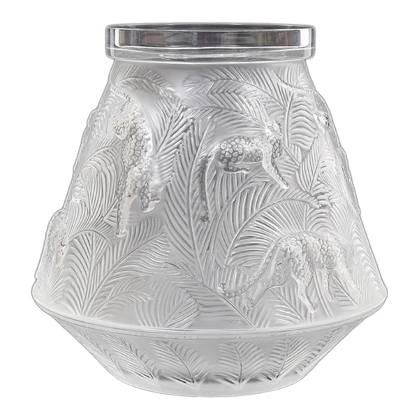 Lalique Clear and Frosted Glass Jungle Vase 1253300