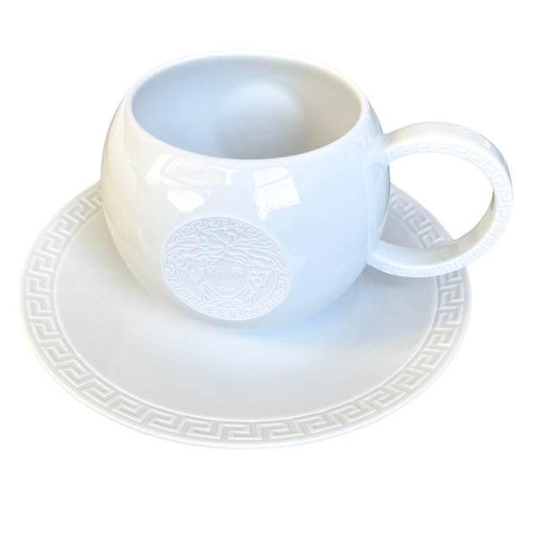 Versace by Rosenthal Medusa White Saucer Cup Set Of 4 14640