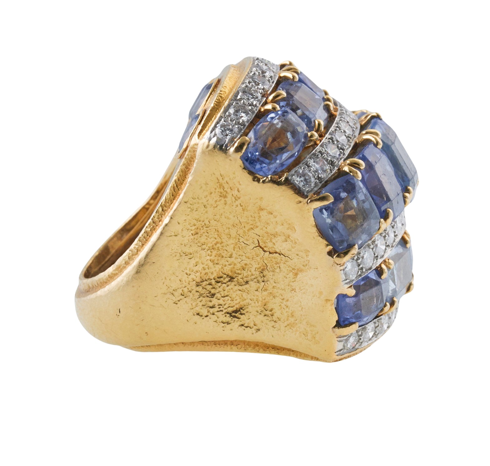 David Webb Vintage Sapphire Diamond Cocktail Ring