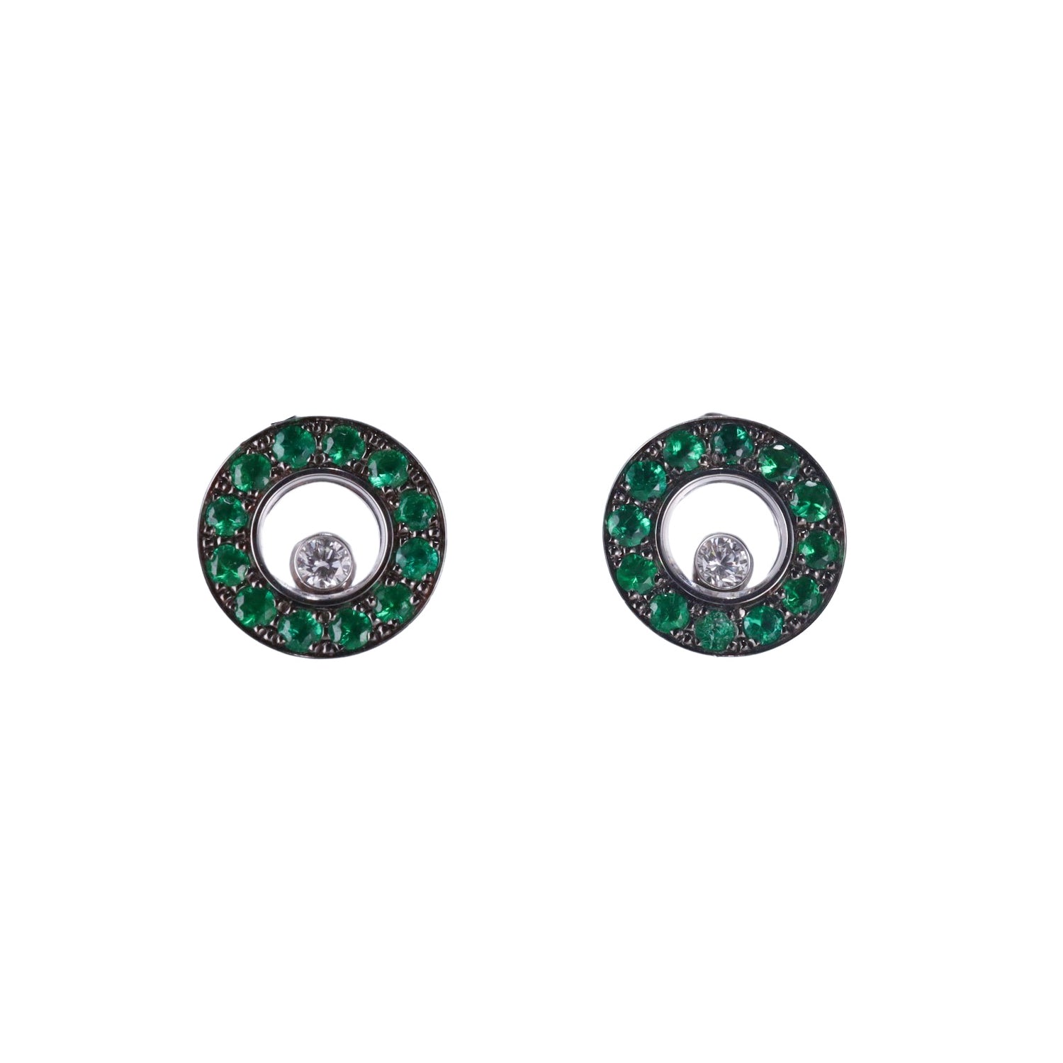 Chopard Happy Diamonds Emerald Gold Earrings