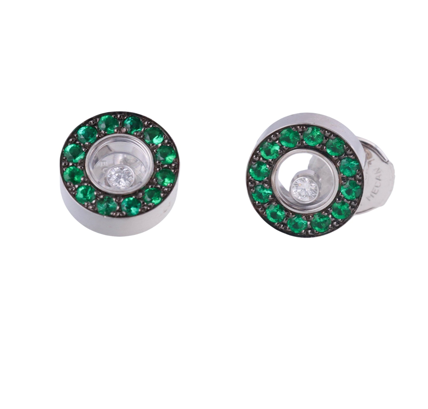 Chopard Happy Diamonds Emerald Gold Earrings