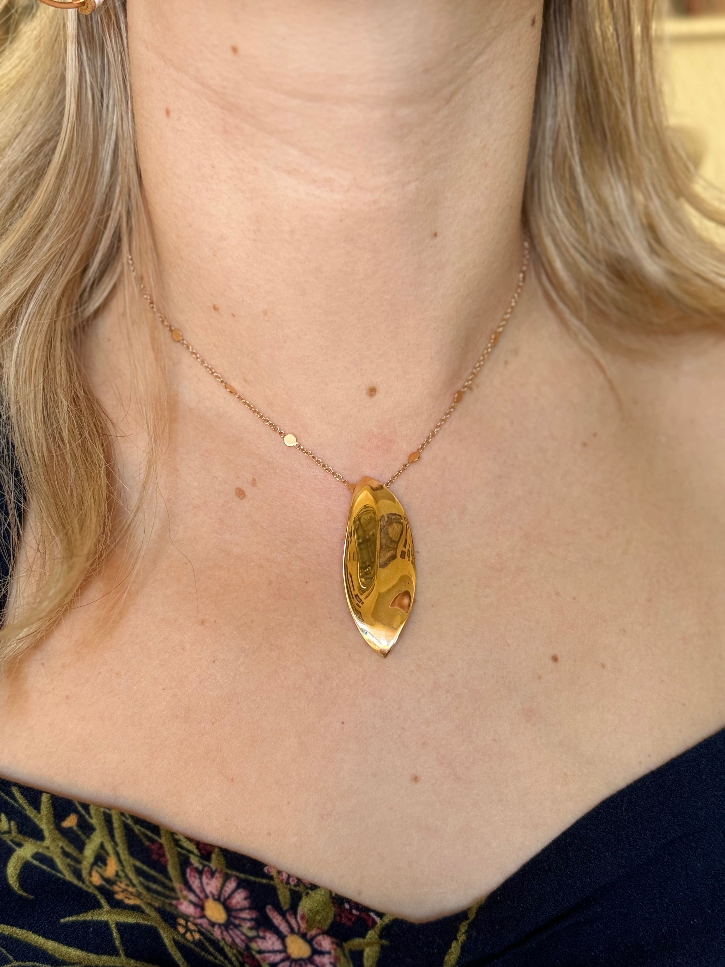 Pasquale Bruni Rose Gold Leaf Pendant Necklace