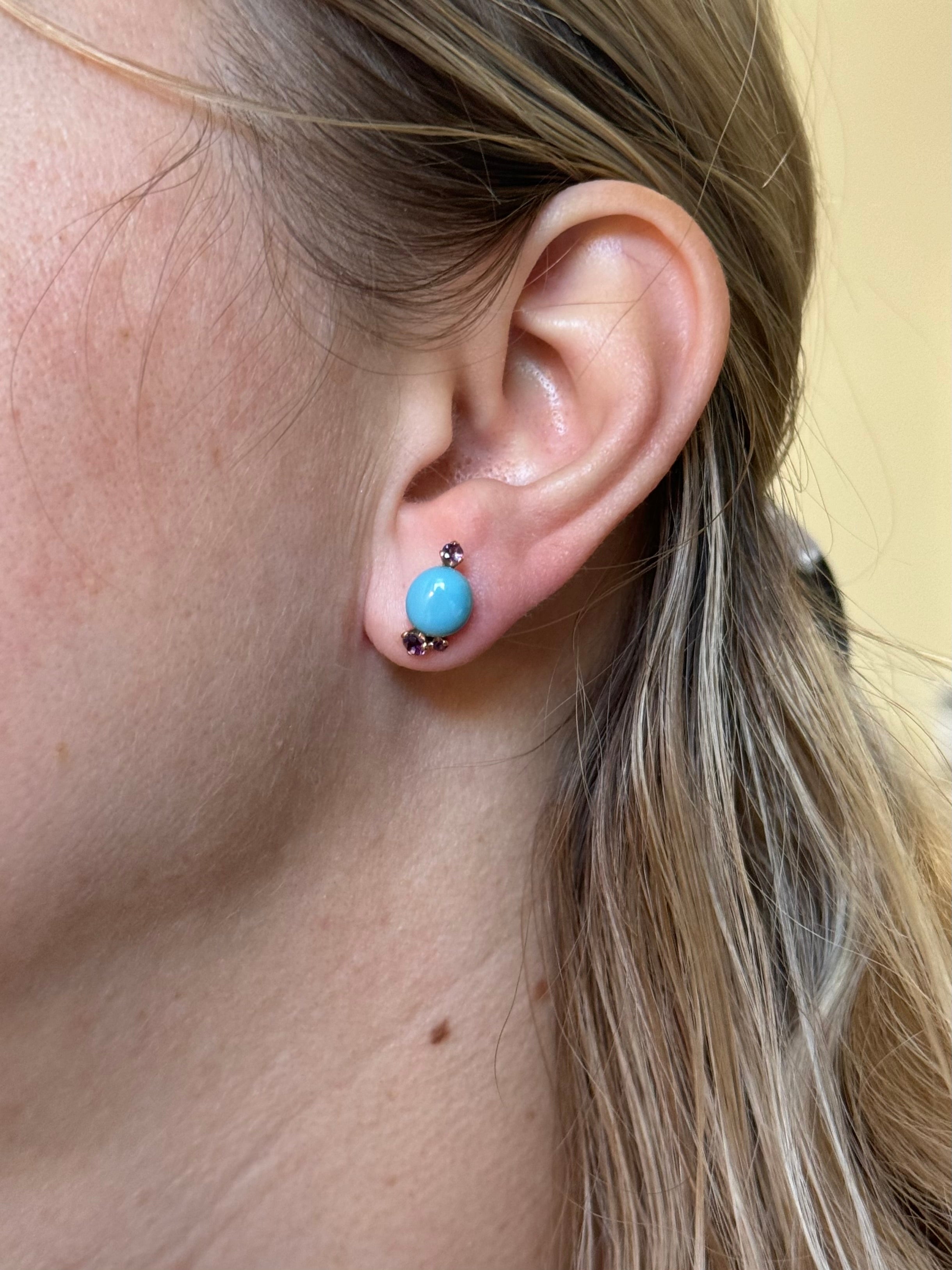 Pomellato Capri Blue Ceramic Amethyst Rose Gold Earrings