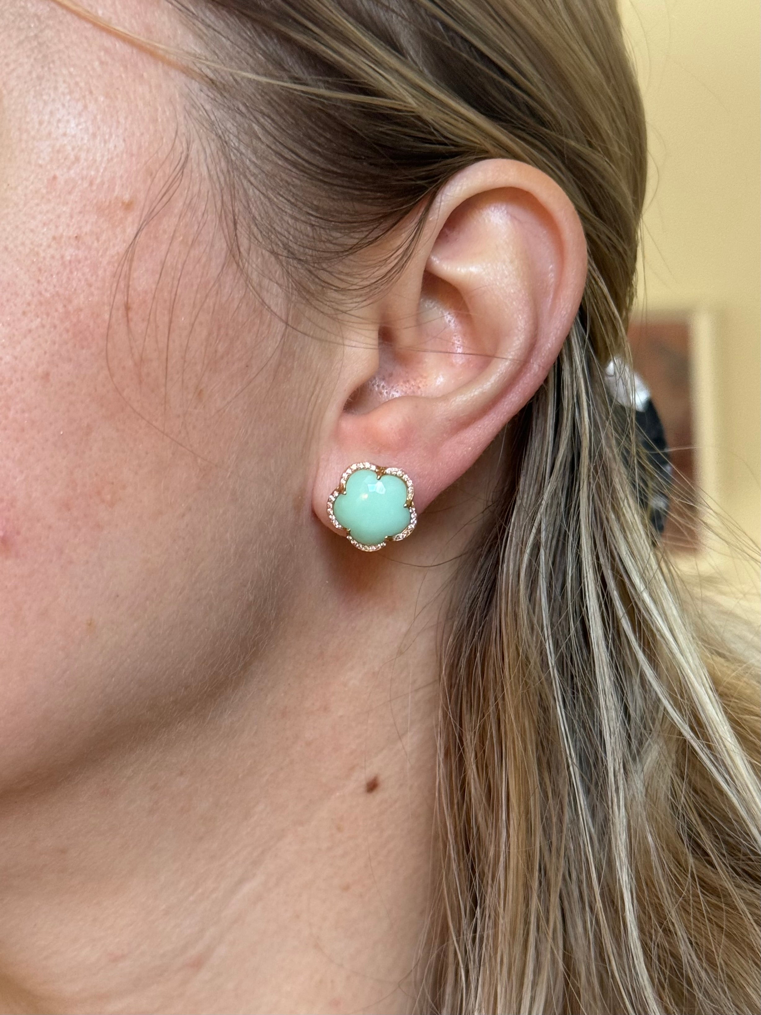 Pasquale Bruni Chrysoprase Diamond Rose Gold Flower Earrings