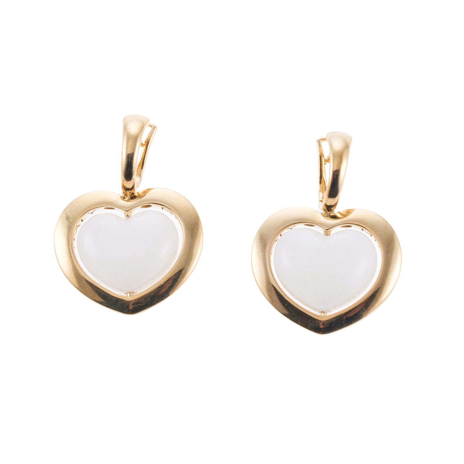 Mimi Milano White Quartzite Gold Heart Earrings