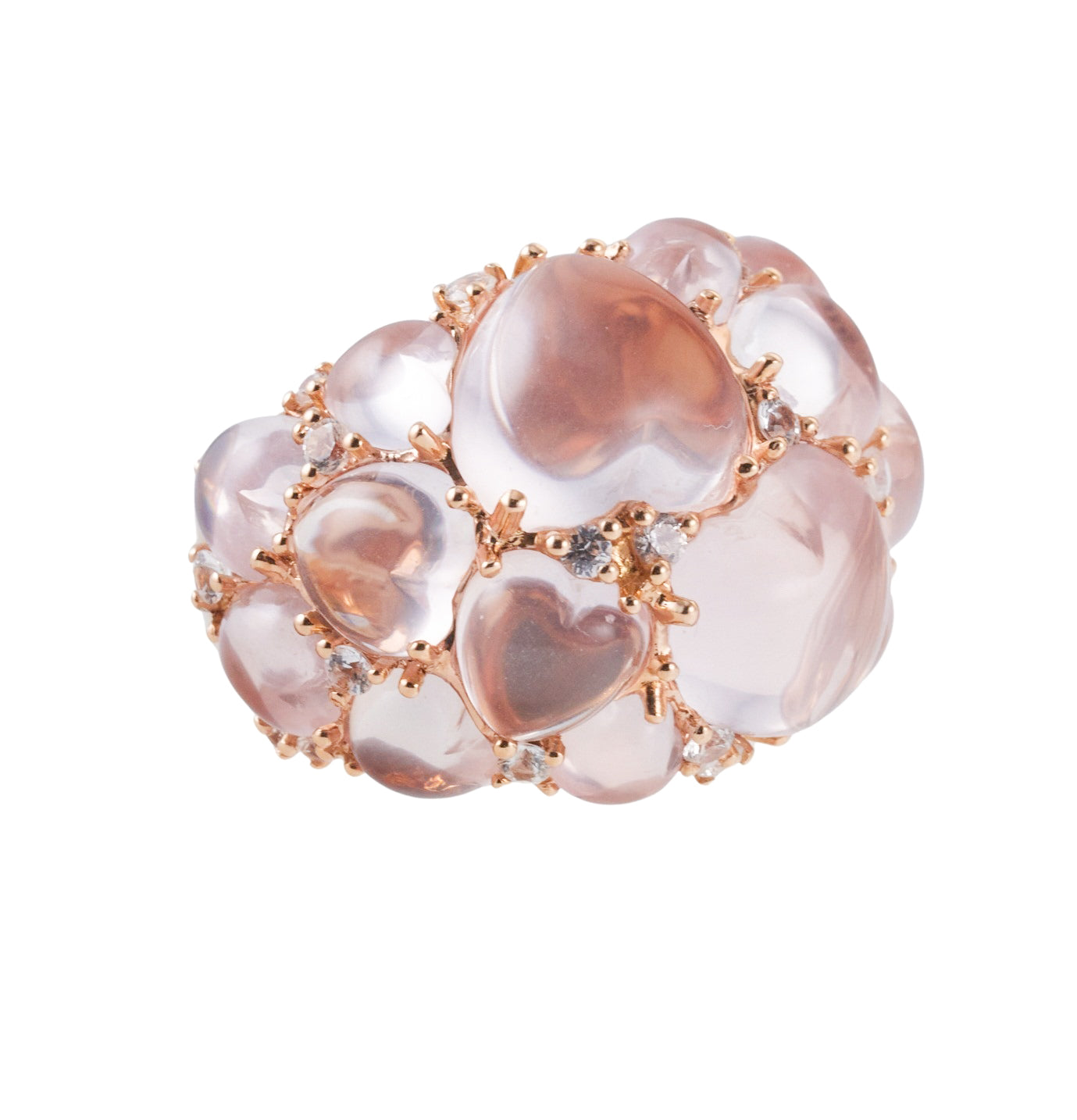 Mimi Milano Juliet Rose Quartz Sapphire Gold Heart Ring