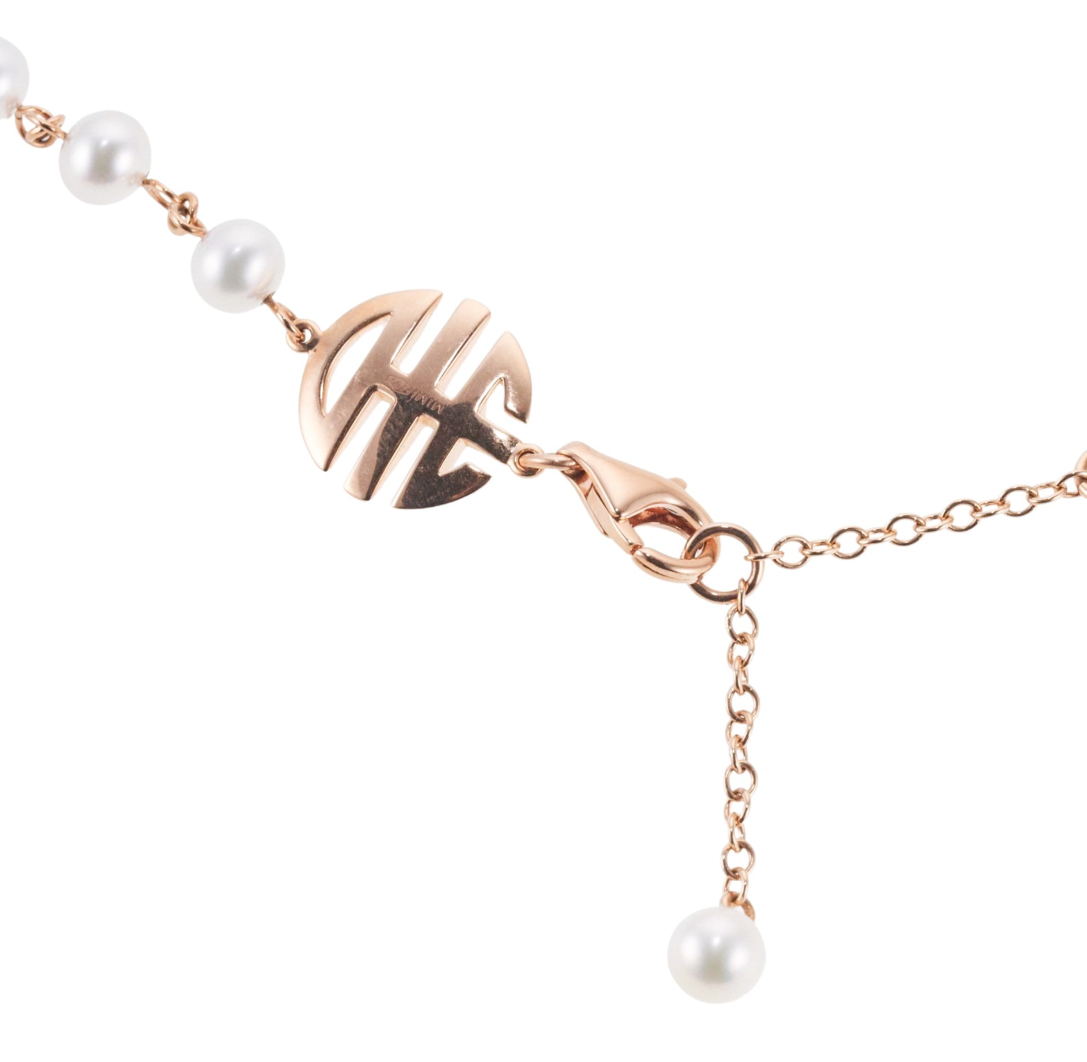 Mimi Milano Grace White Agate Diamond Pearl Gold Pendant Necklace