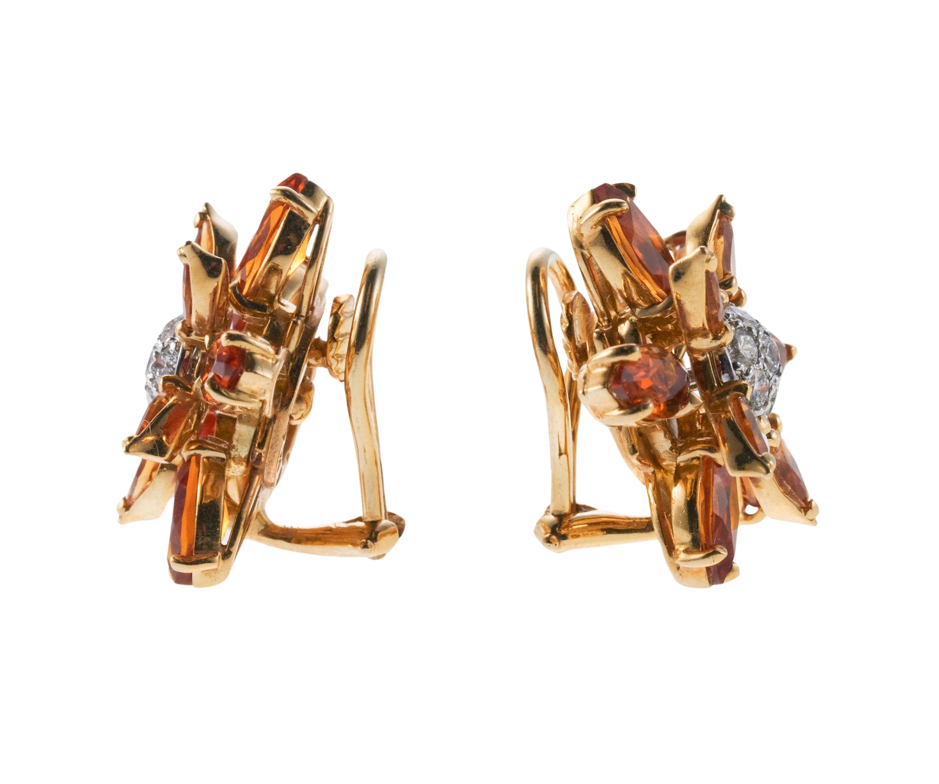 Seaman Schepps Citrine Diamond Gold Flower Earrings