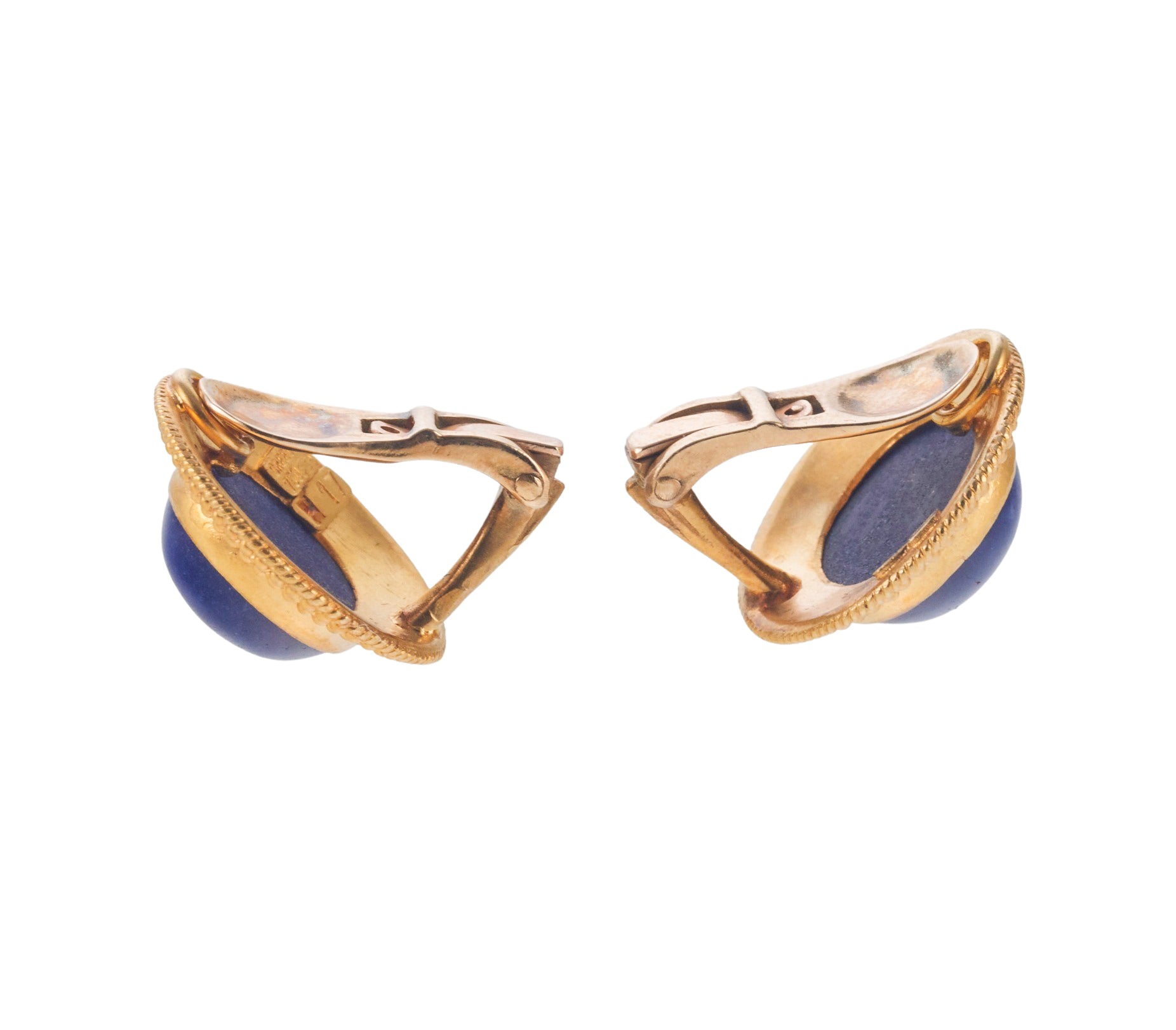 Lalaounis Greece Sodalite Gold Earrings