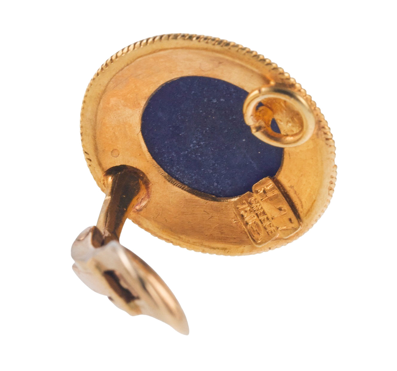 Lalaounis Greece Sodalite Gold Earrings